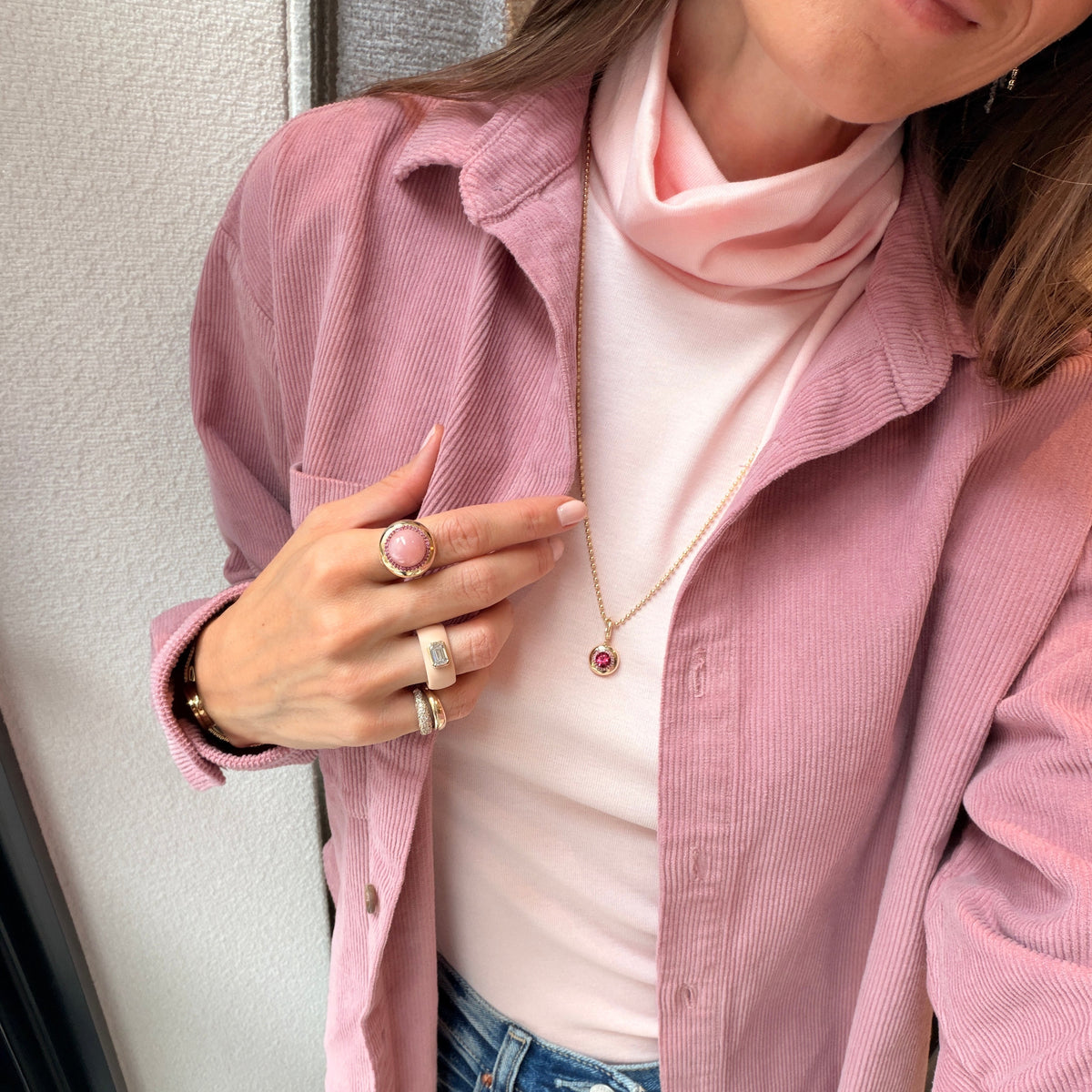 Mini Pink Topaz Candy Button Charm