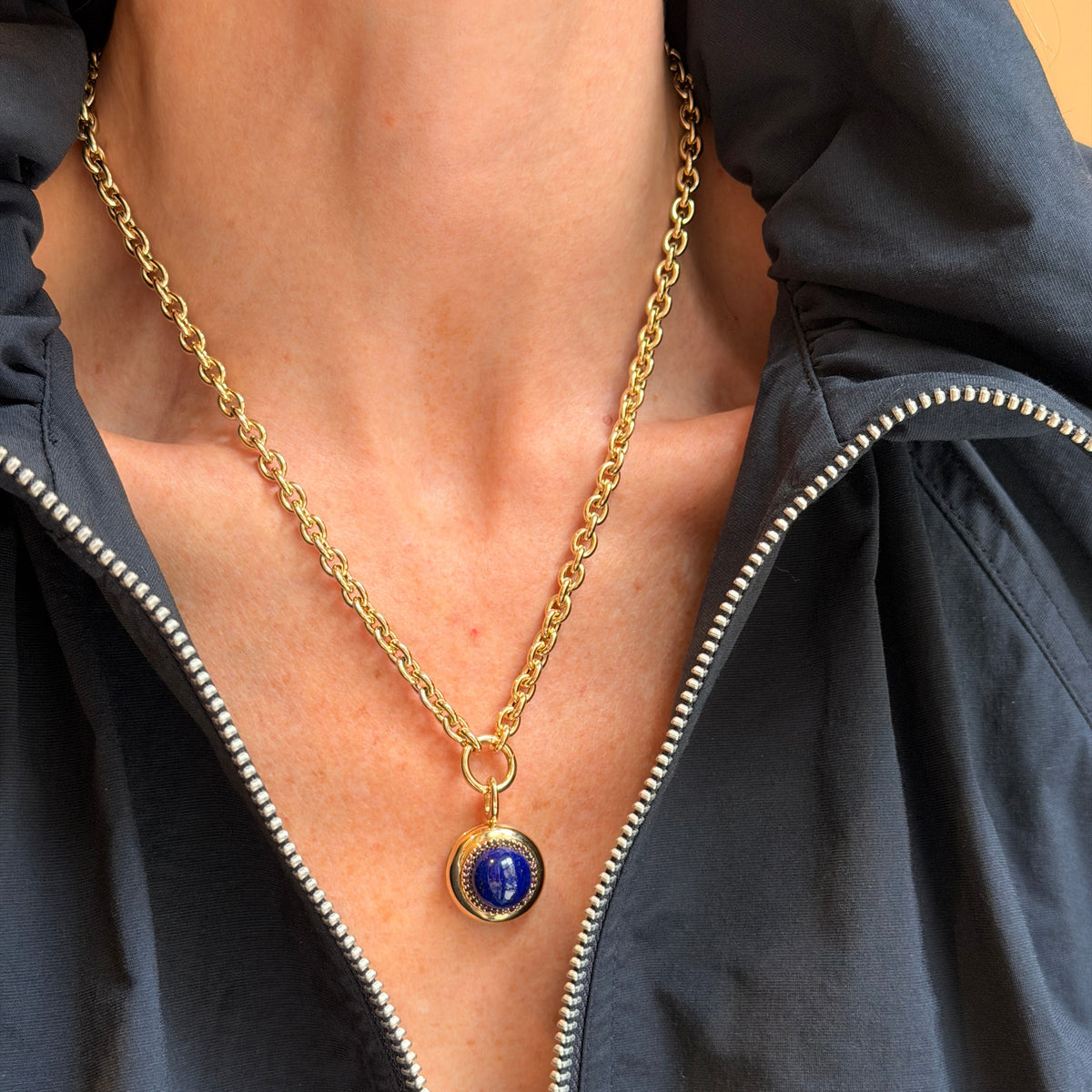 Large Lapis Lazuli Candy Button Charm