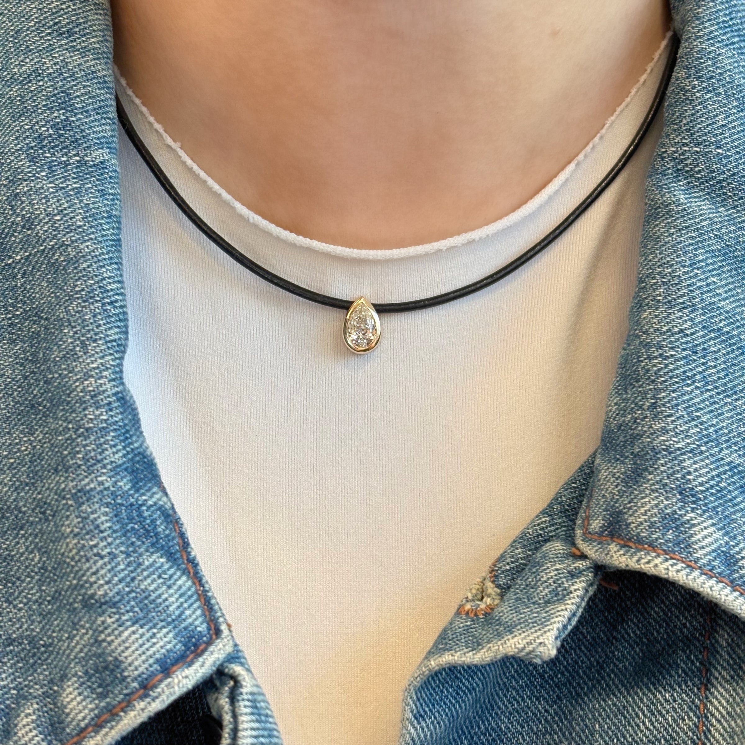 Diamond Pear Slider Necklace