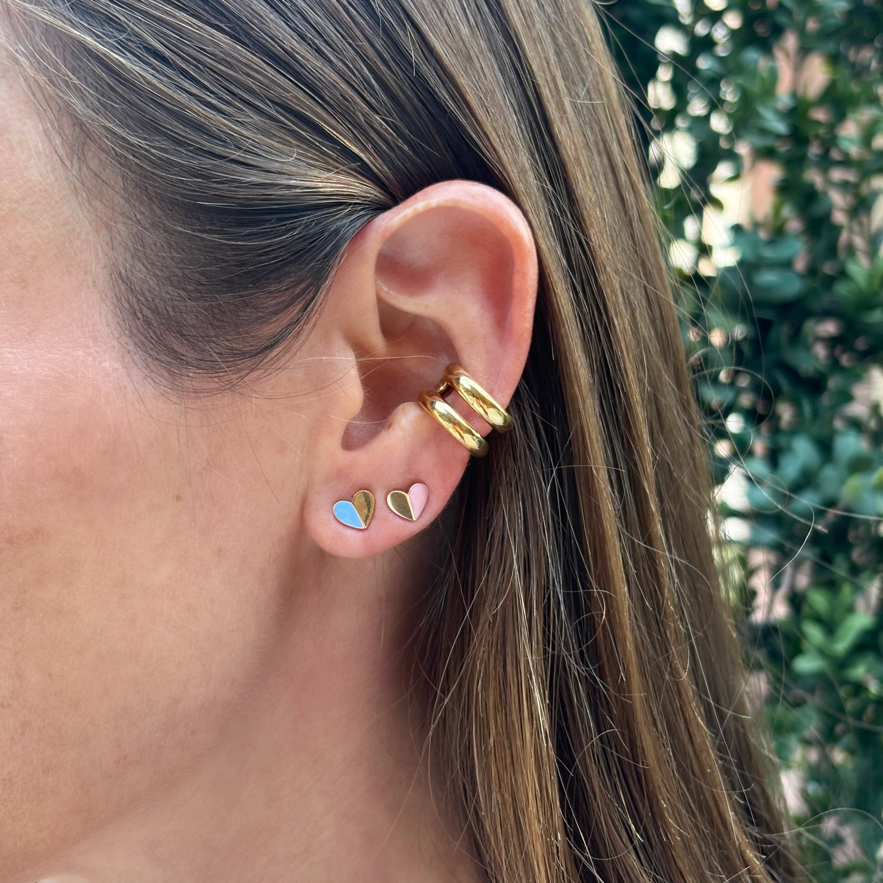 Grace Pink Enamel Heart Studs