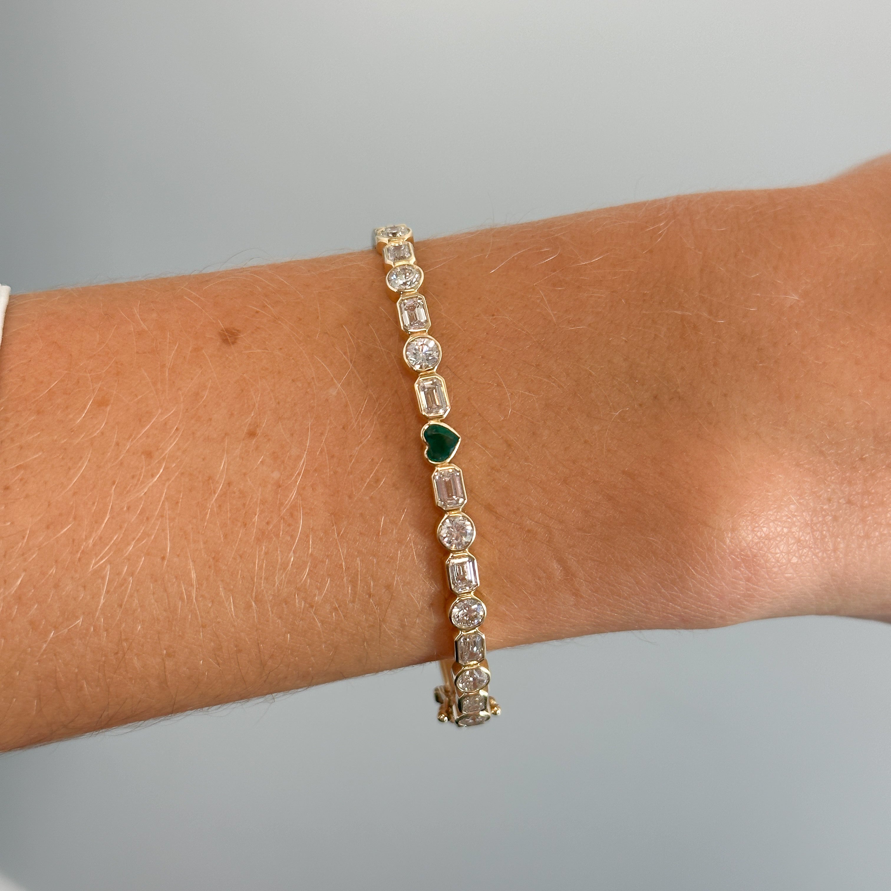 Fancy Bezel Bangle with Birthstone Heart