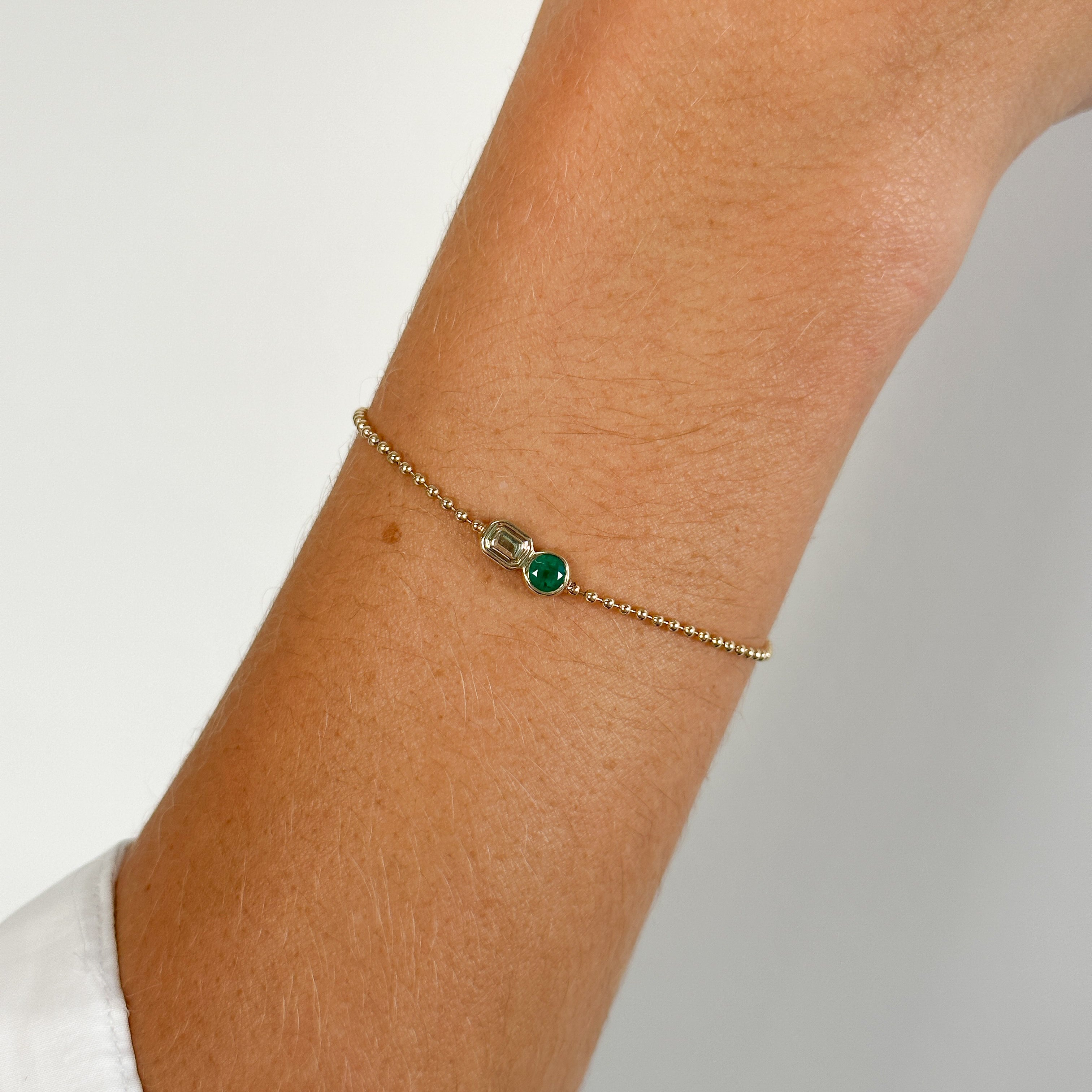 Fancy Bezel Gold and Birthstone Chain Bracelet