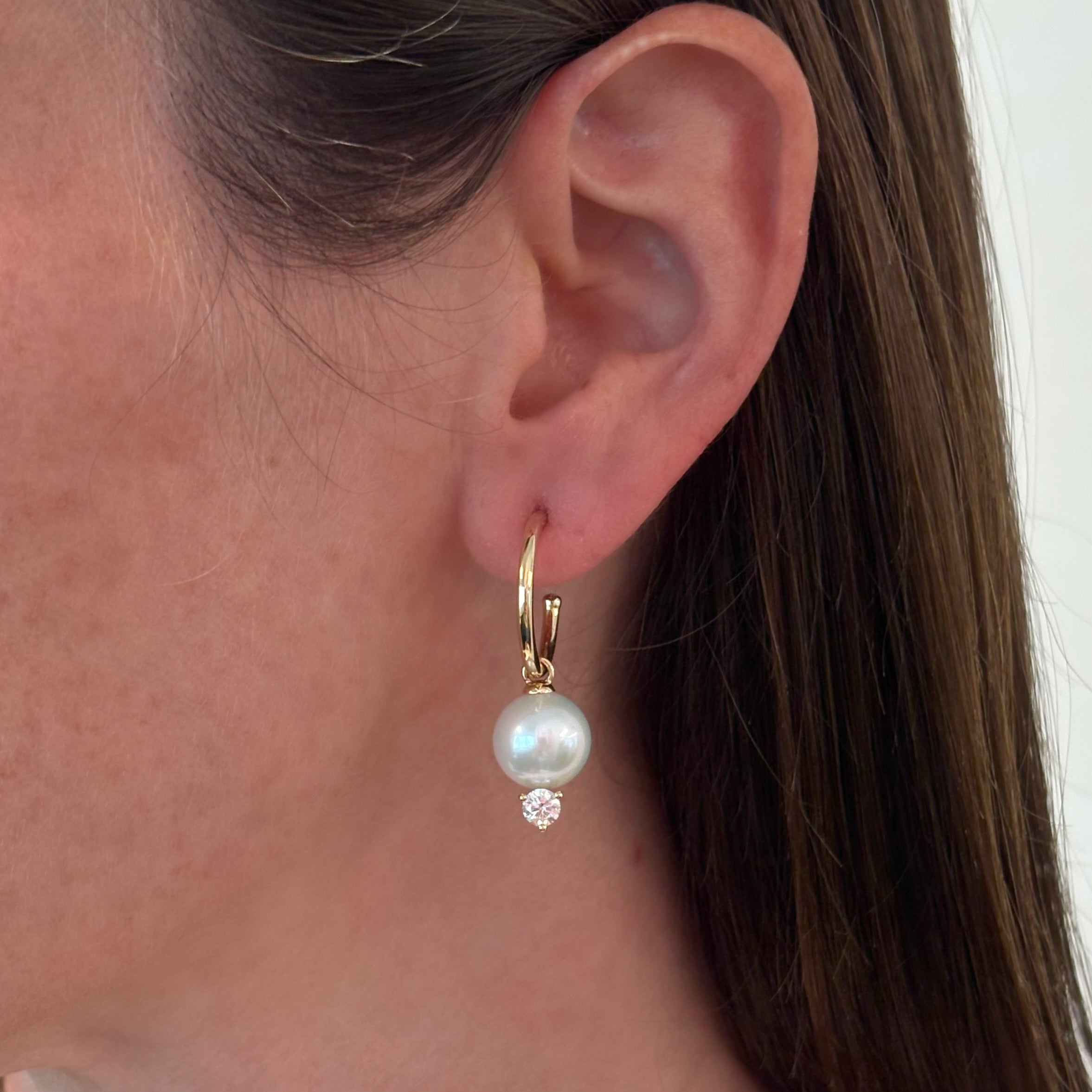 Grace Pearl and Diamond Hoop Earrings