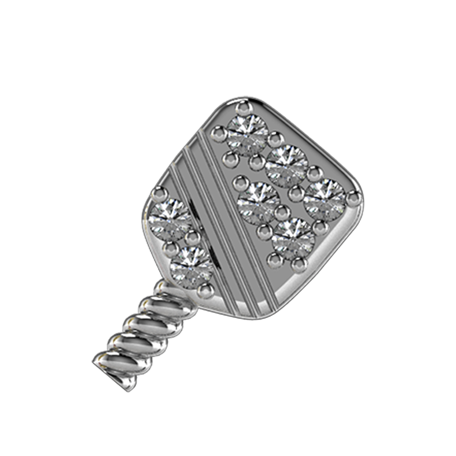 Pickle Paddle Slider Charm 18K White Gold