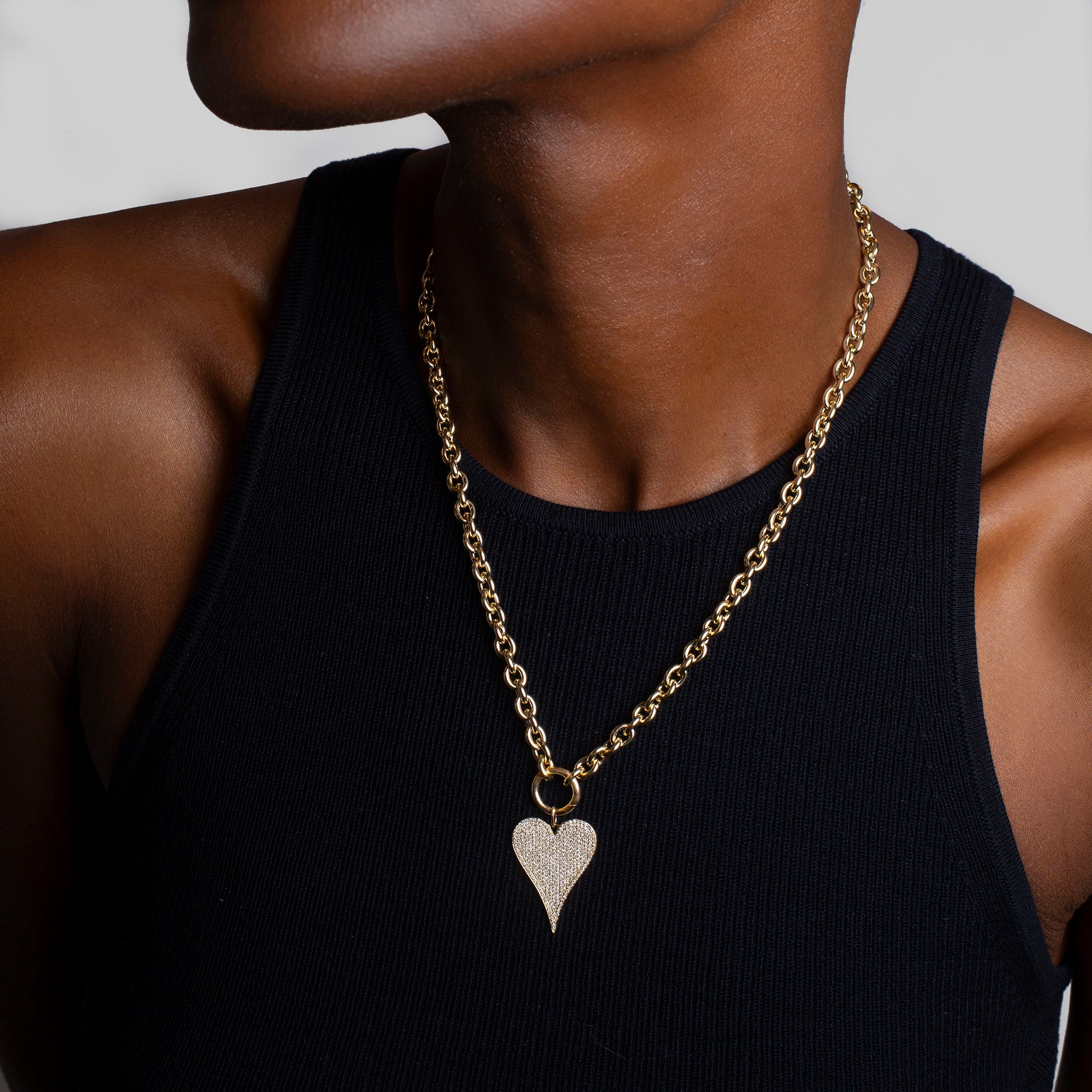 Jumbo Token Pave Heart Charm