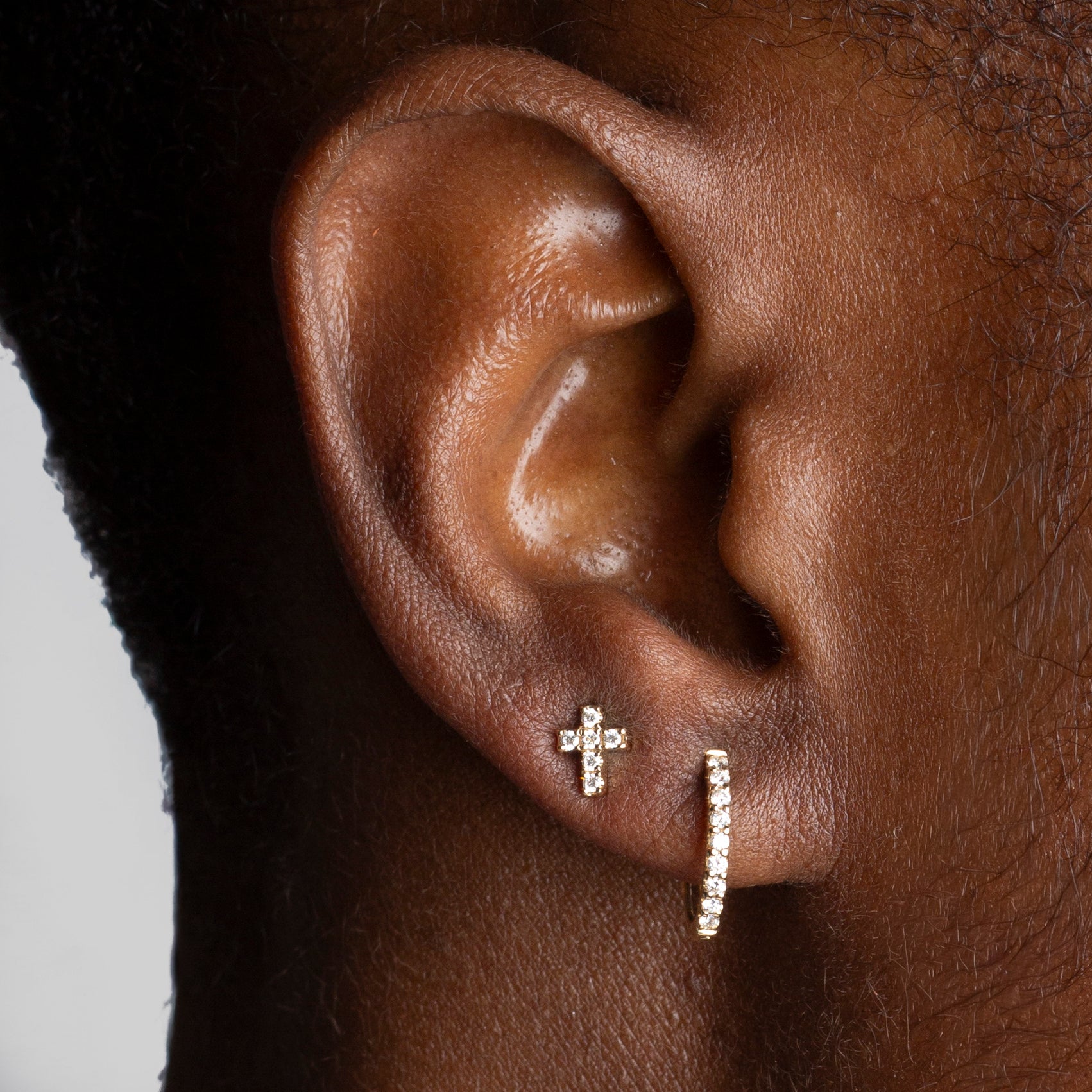 Mini Token Pave Cross Studs