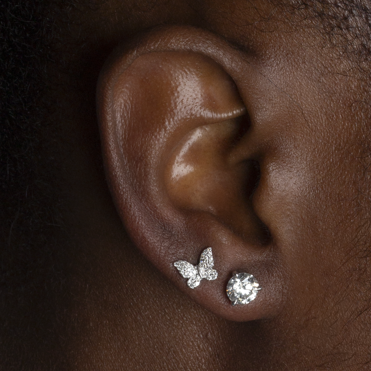Mini Token Pave Butterfly Studs