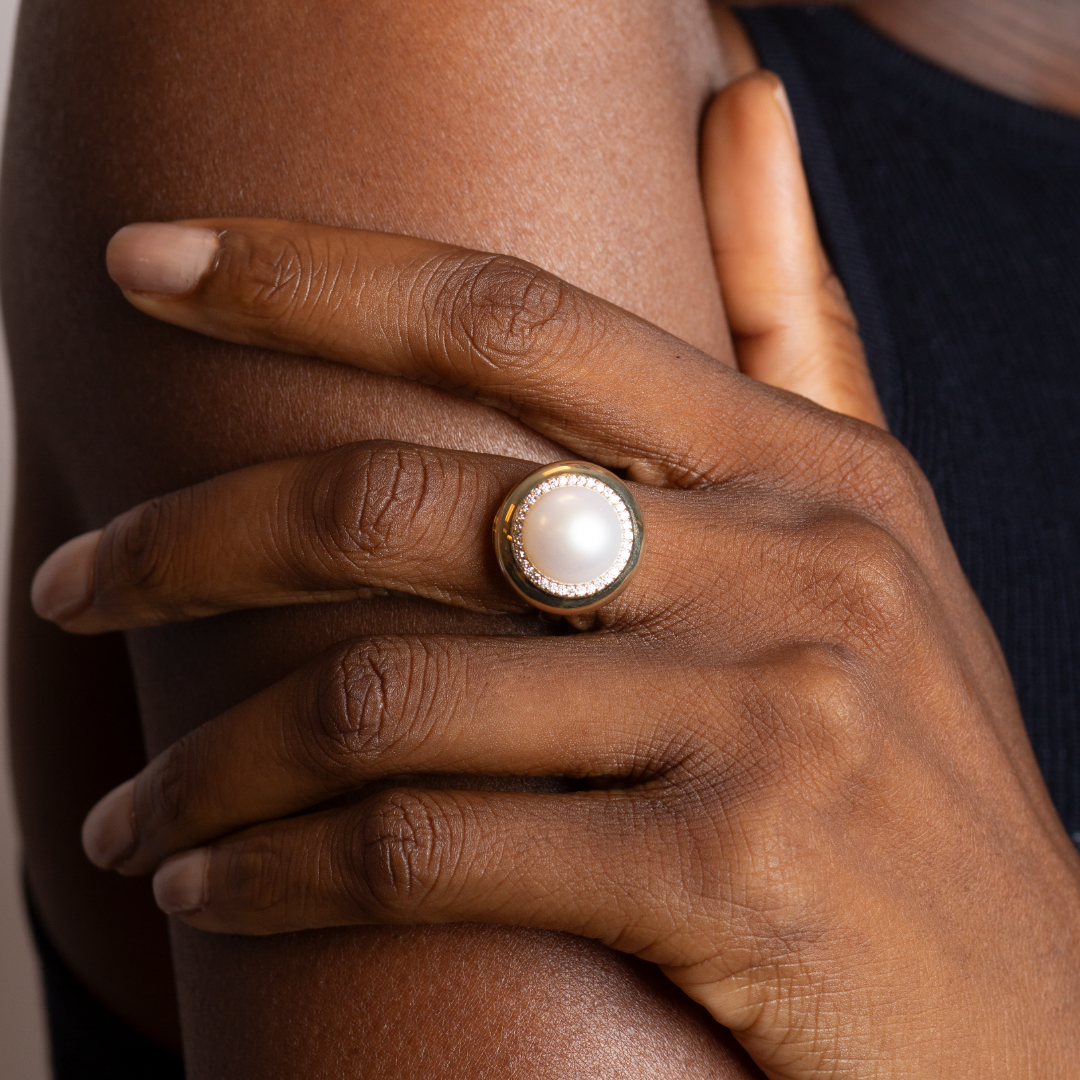 Large Candy Button Pearl Ring