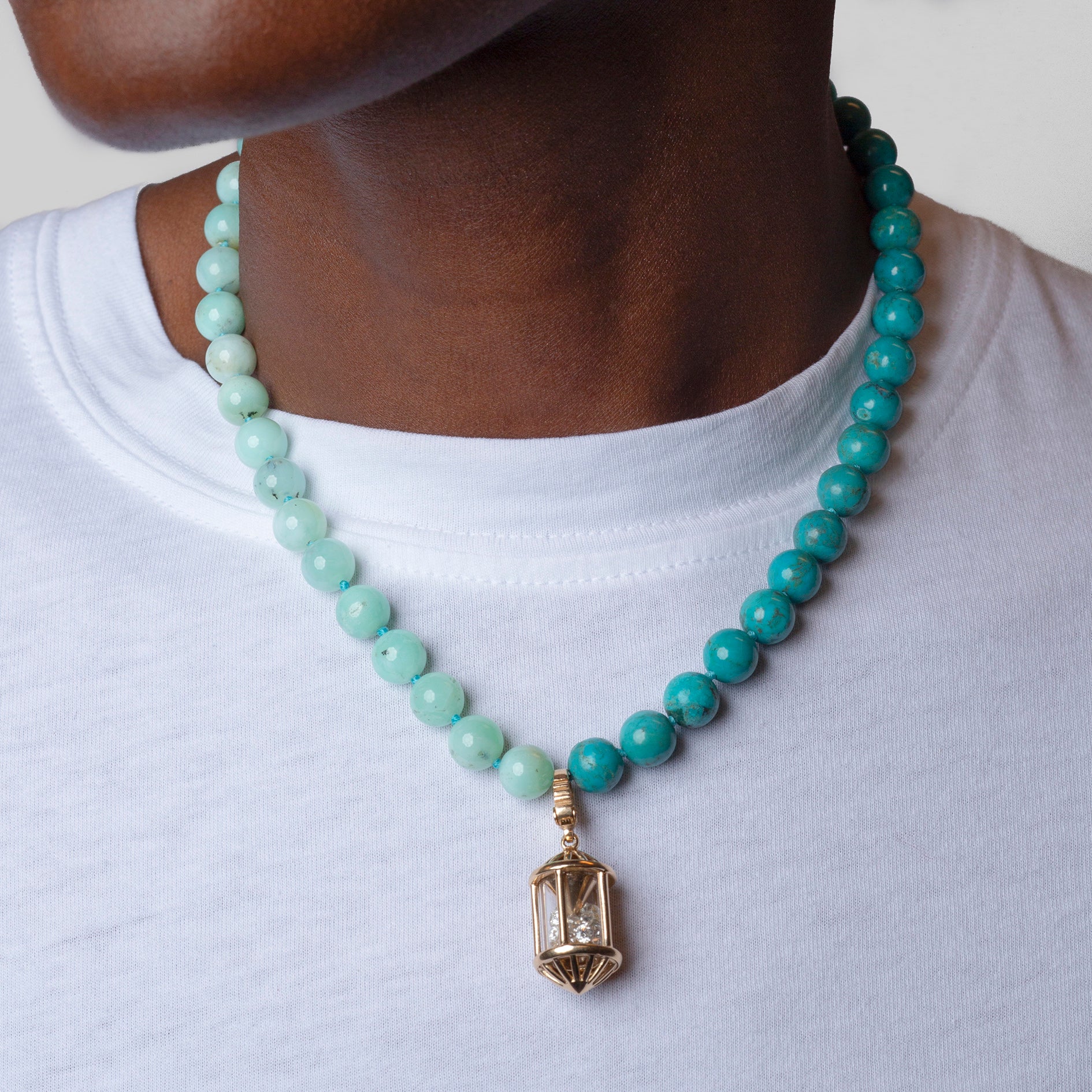 Kendall Two Tone Turquoise and Chrysoprase Beaded Necklace