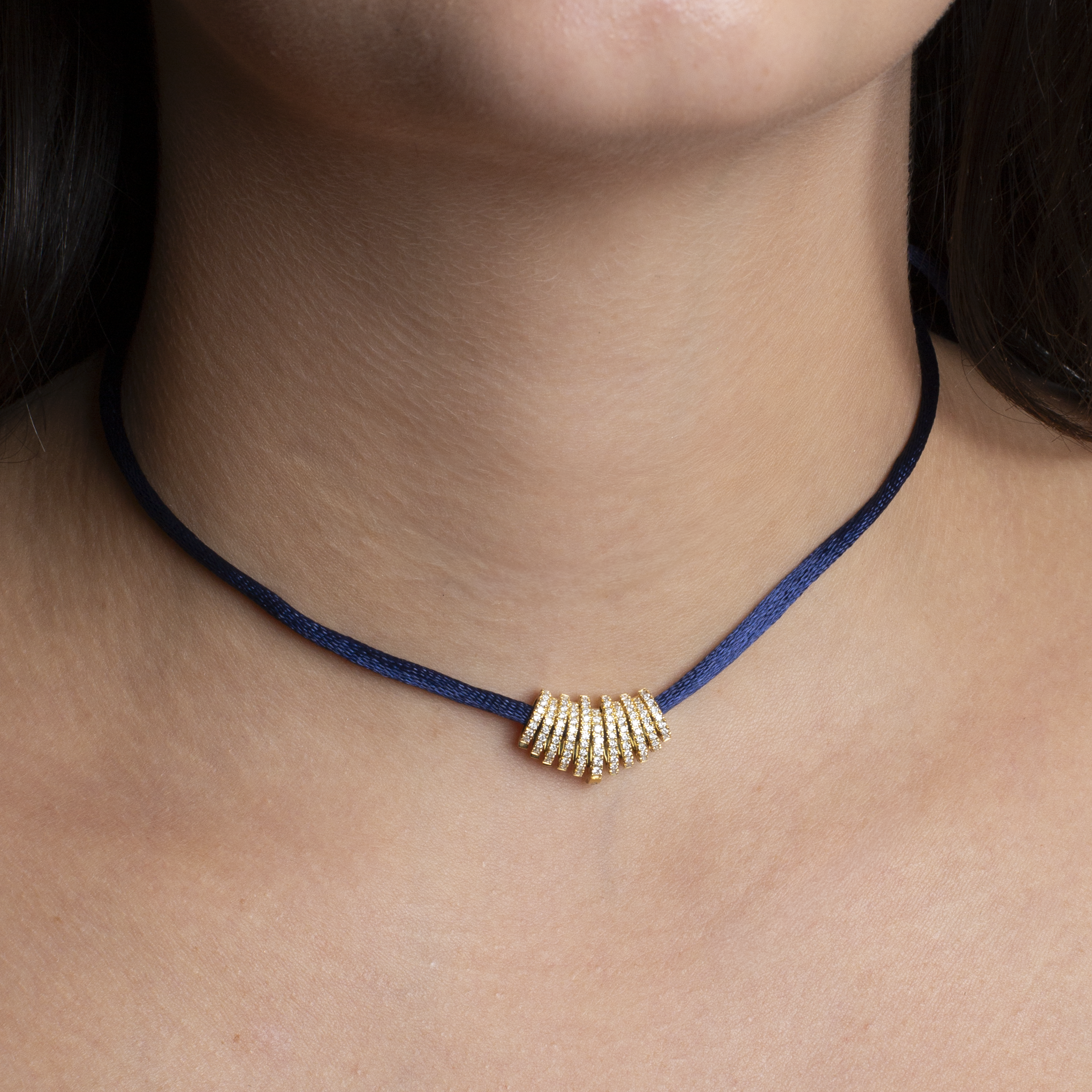 Kendall Navy Blue Satin Cord Necklace