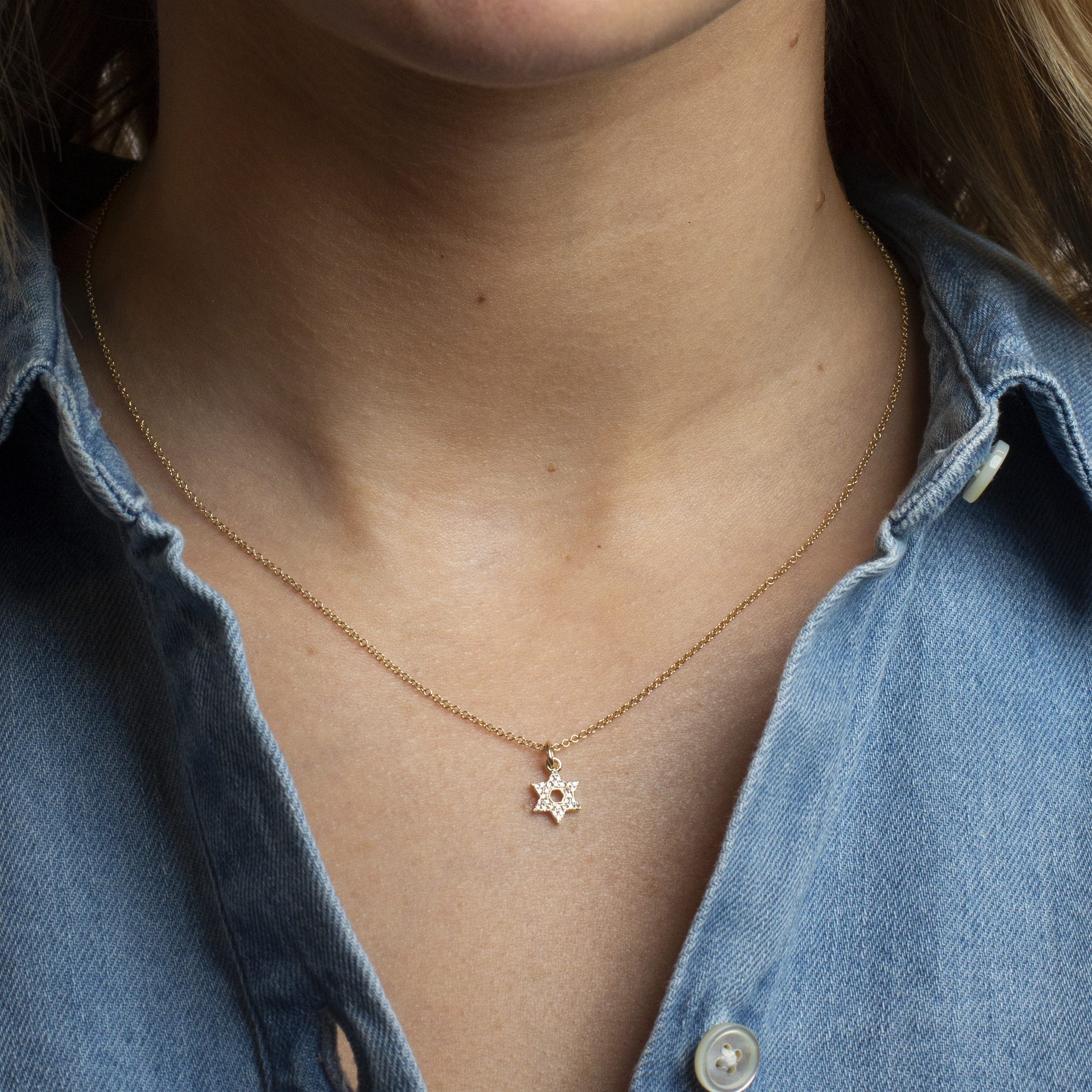 Mini Token Pave Star of David Necklace