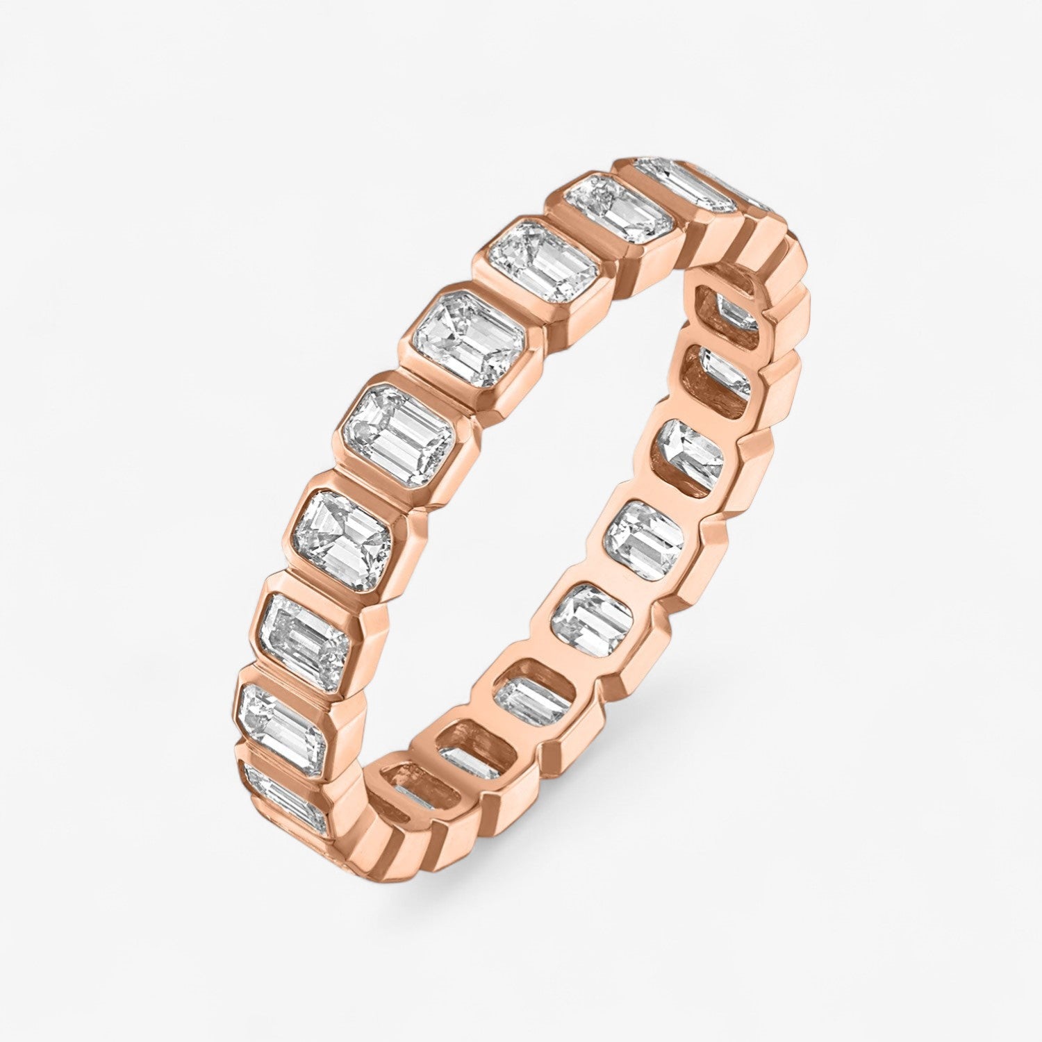Bezel Set Emerald Eternity Band