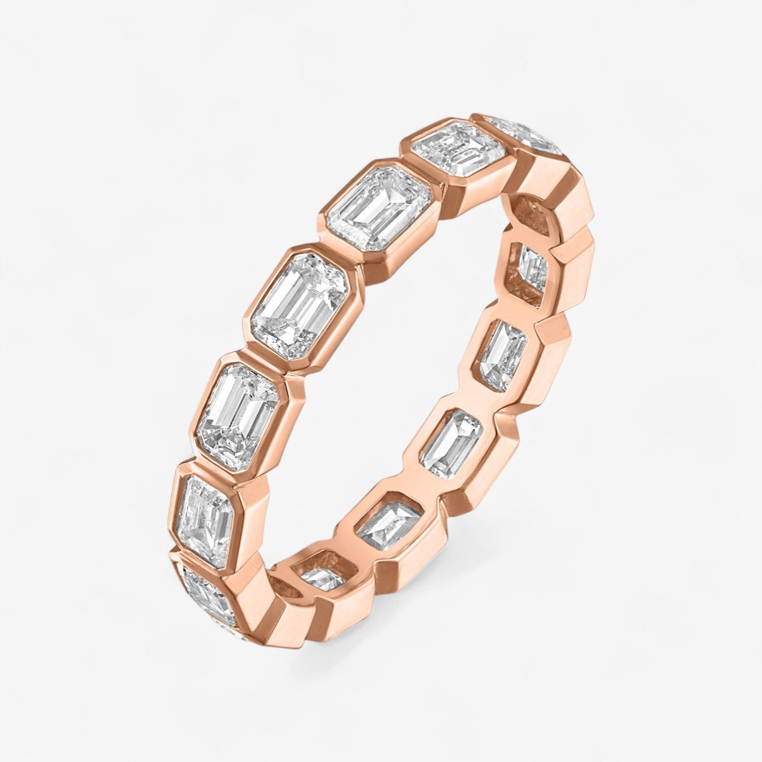Bezel Set East/West Emerald Cut Eternity Band