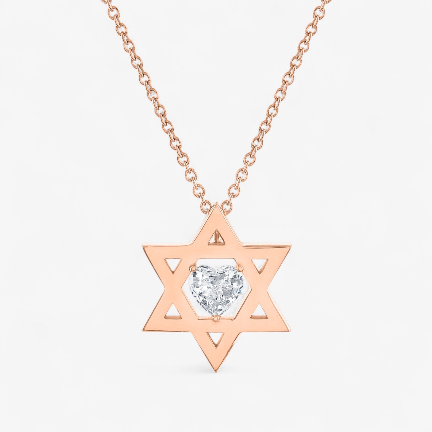 Floating Diamond Heart Star of David