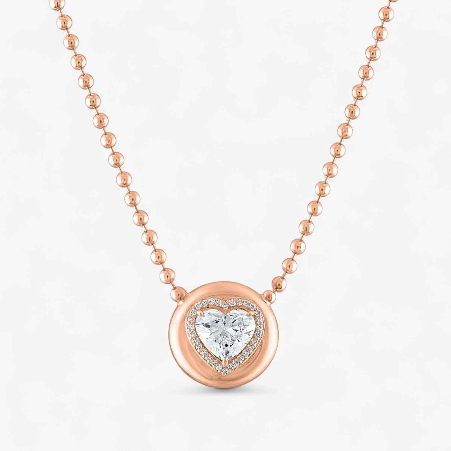 Diamond Heart Button Necklace