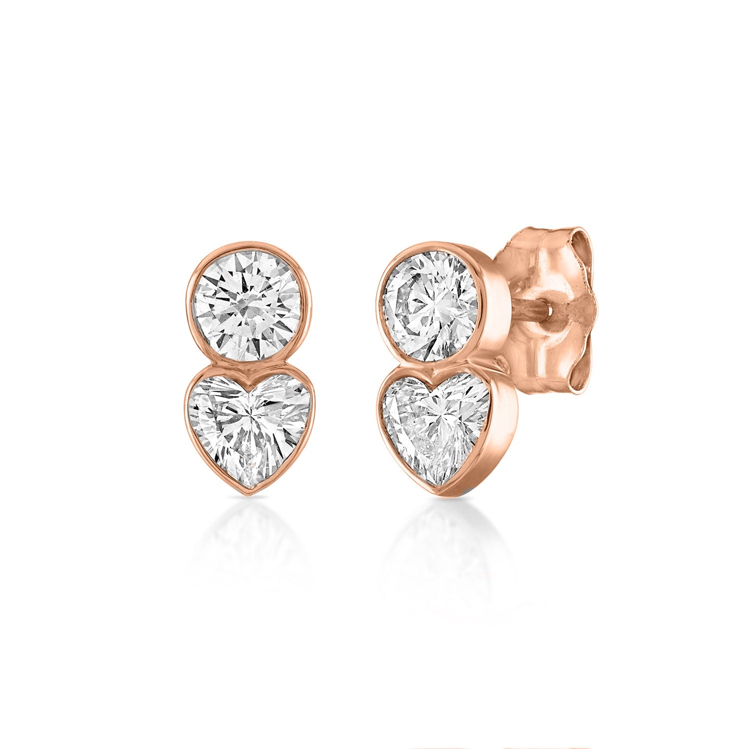 Fancy Bezel Two Stone Multi Shape Earring