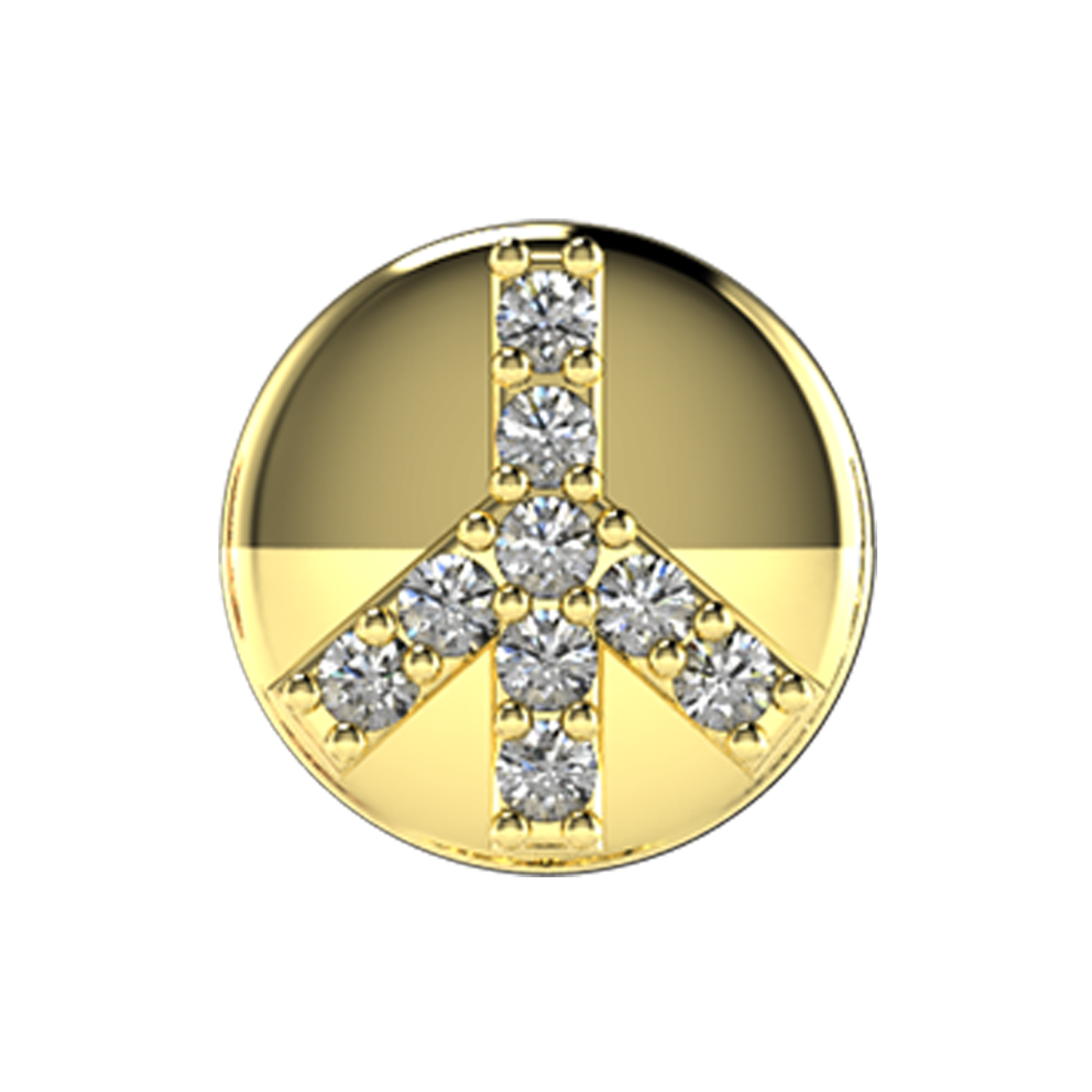 Peace Sign Slider Necklace Charm 14K Yellow Gold