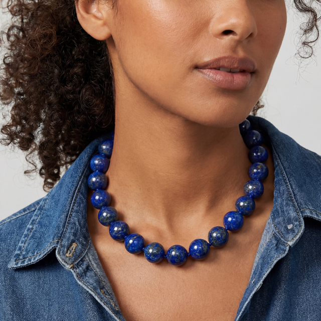 Kendall Large Lapis Beaded Necklace