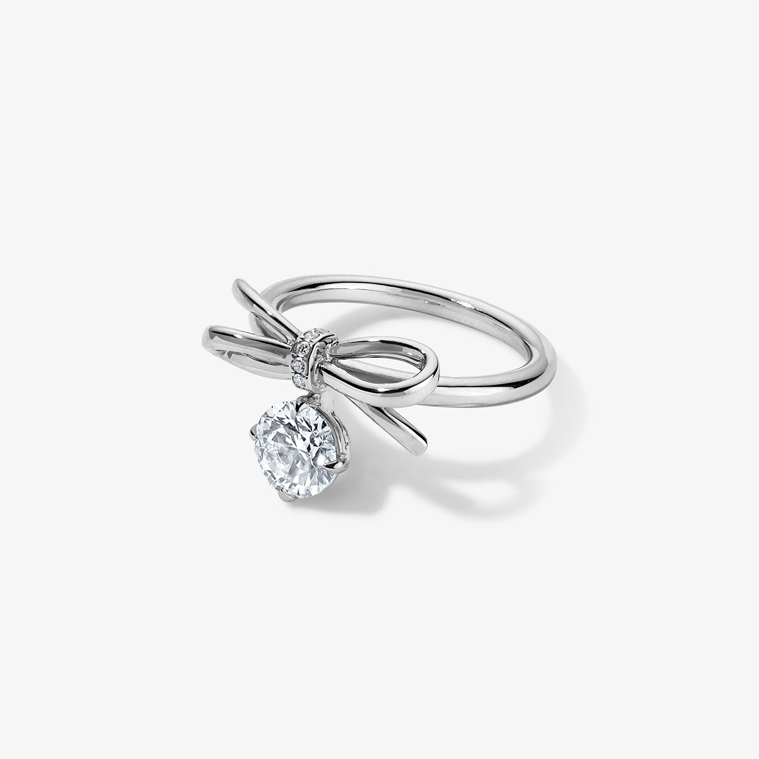 Discontinue Grace Diamond Bow Ring 14K White Gold
