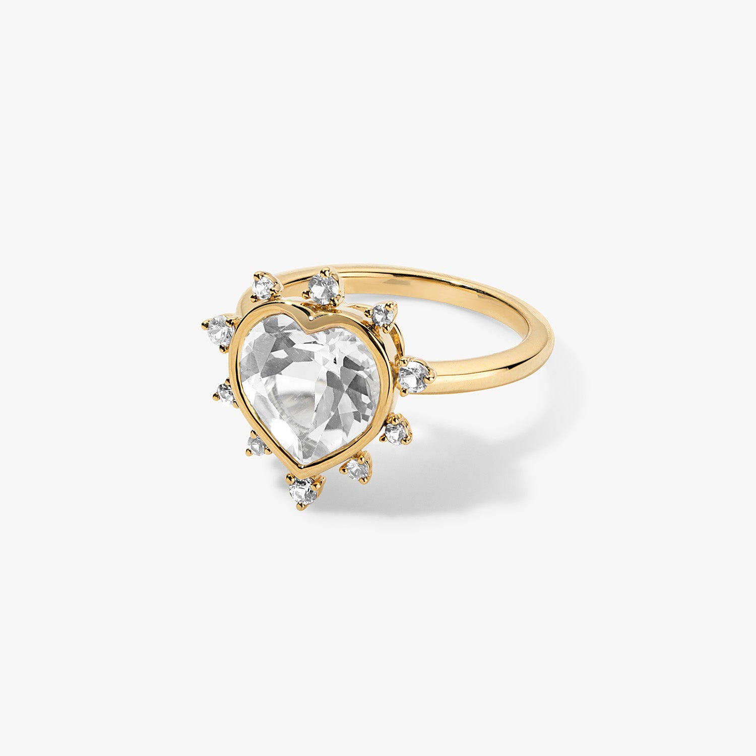 Grace Heart Ring with Diamond Halo 14K Yellow Gold