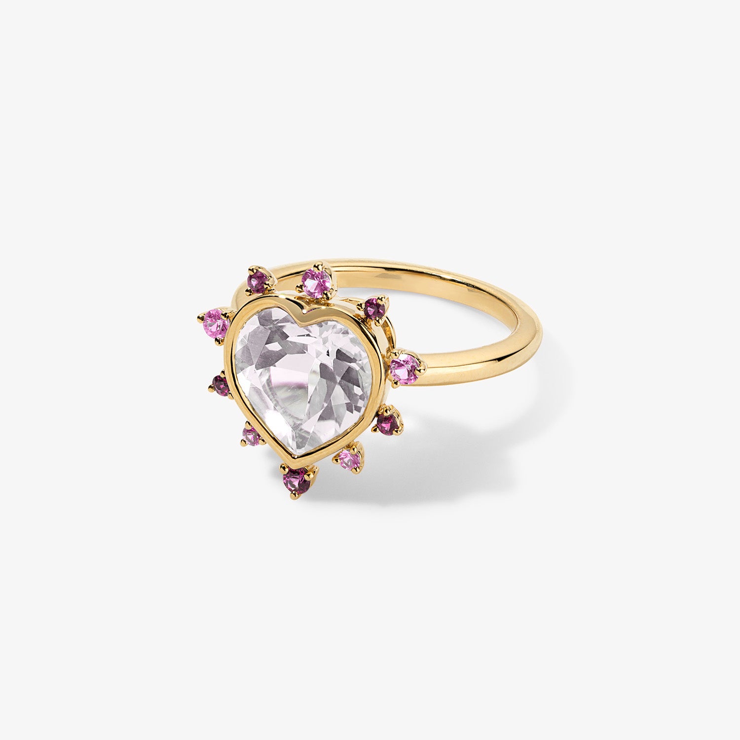 Grace Heart Ring with Pink Sapphire Halo