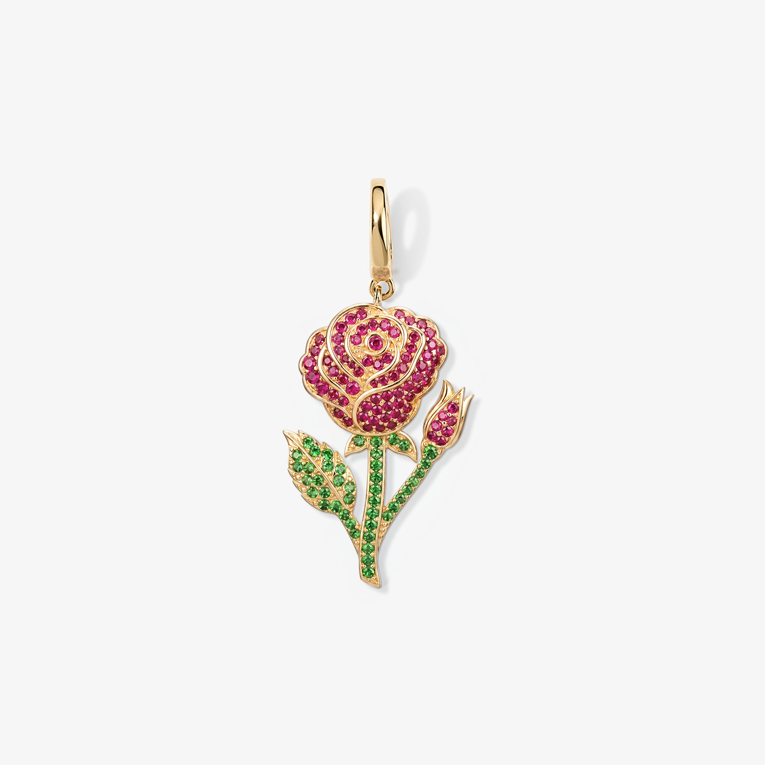 Large Token Rose Birth Flower Charm 14K Yellow Gold