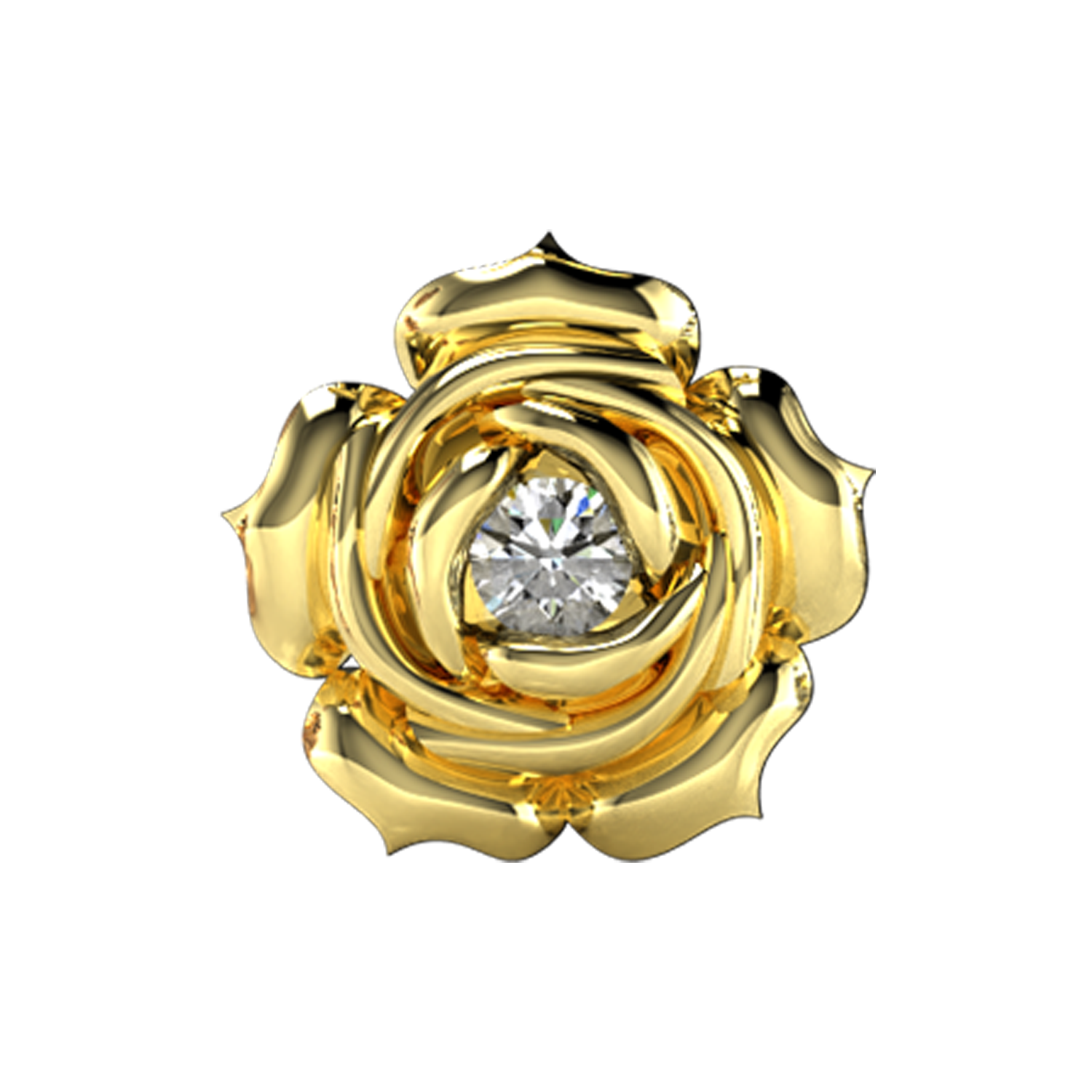 Rose Slider Necklace Charm 14K Yellow Gold