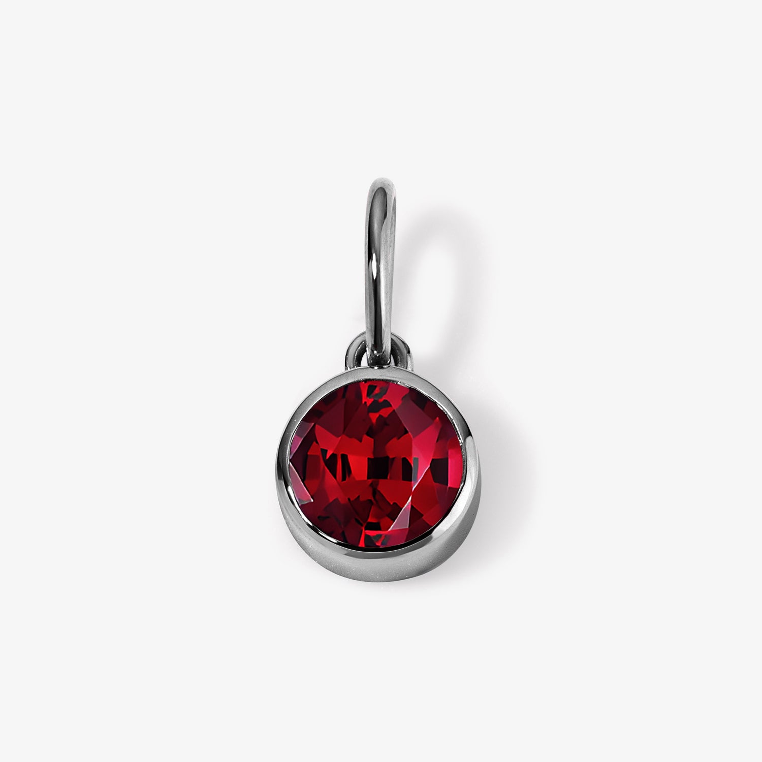 Margot Garnet Birthstone Bezel Charm 14K White Gold Small