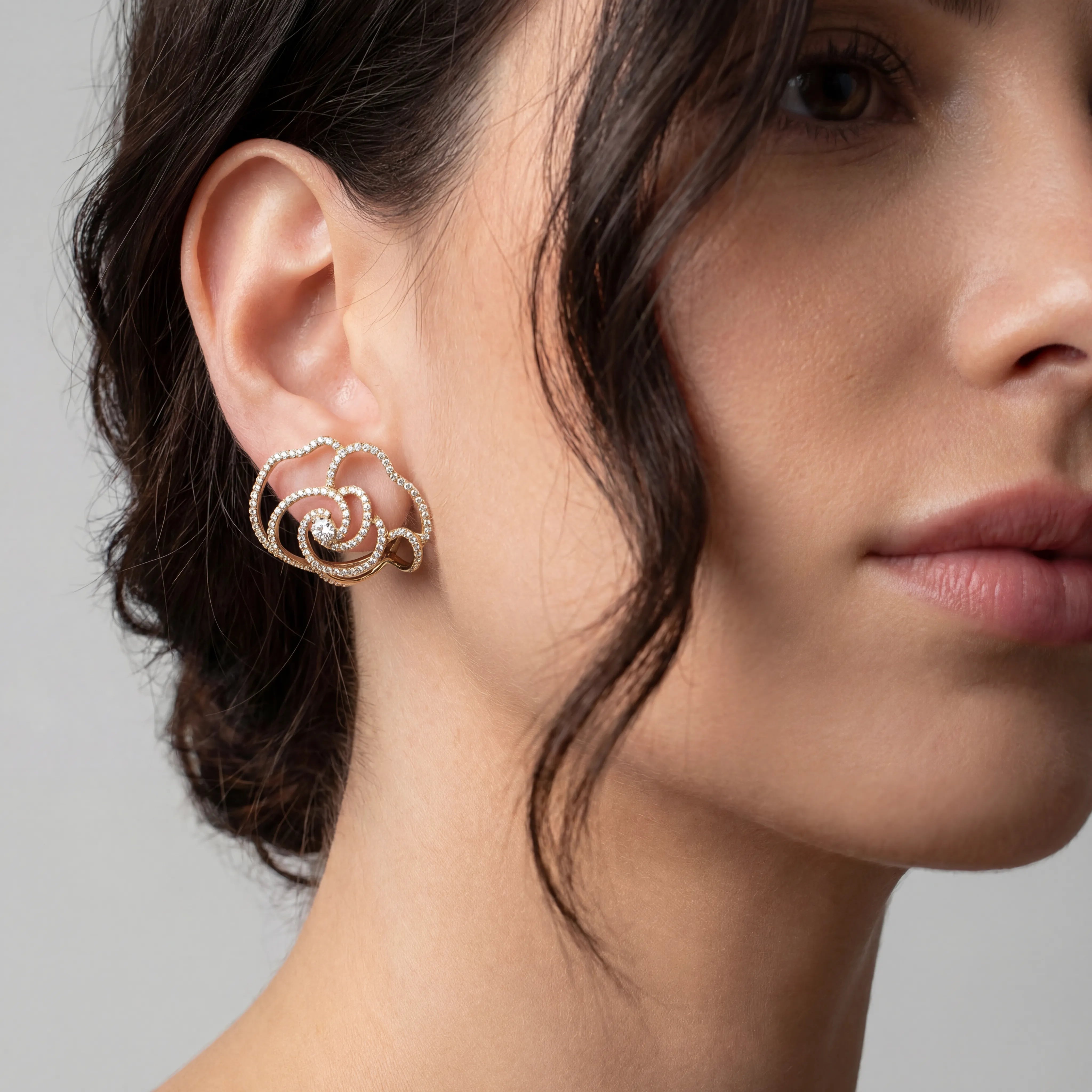 Token Pave Rose Statement Earrings