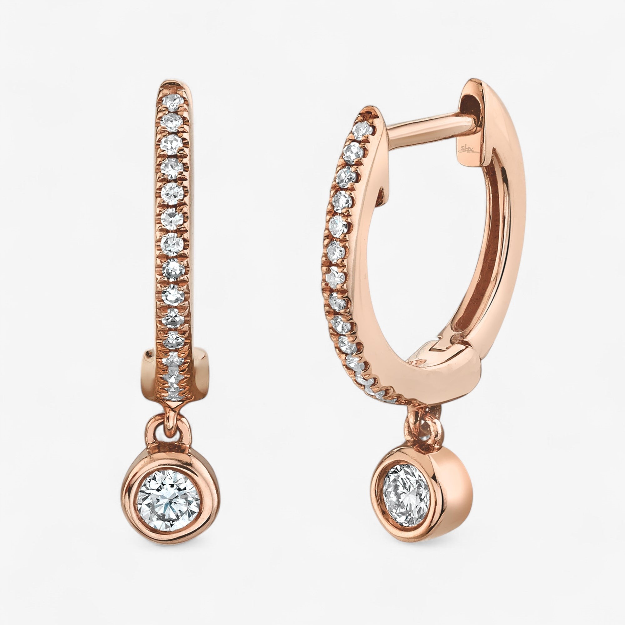 Pave Huggie with Single Bezel Drop