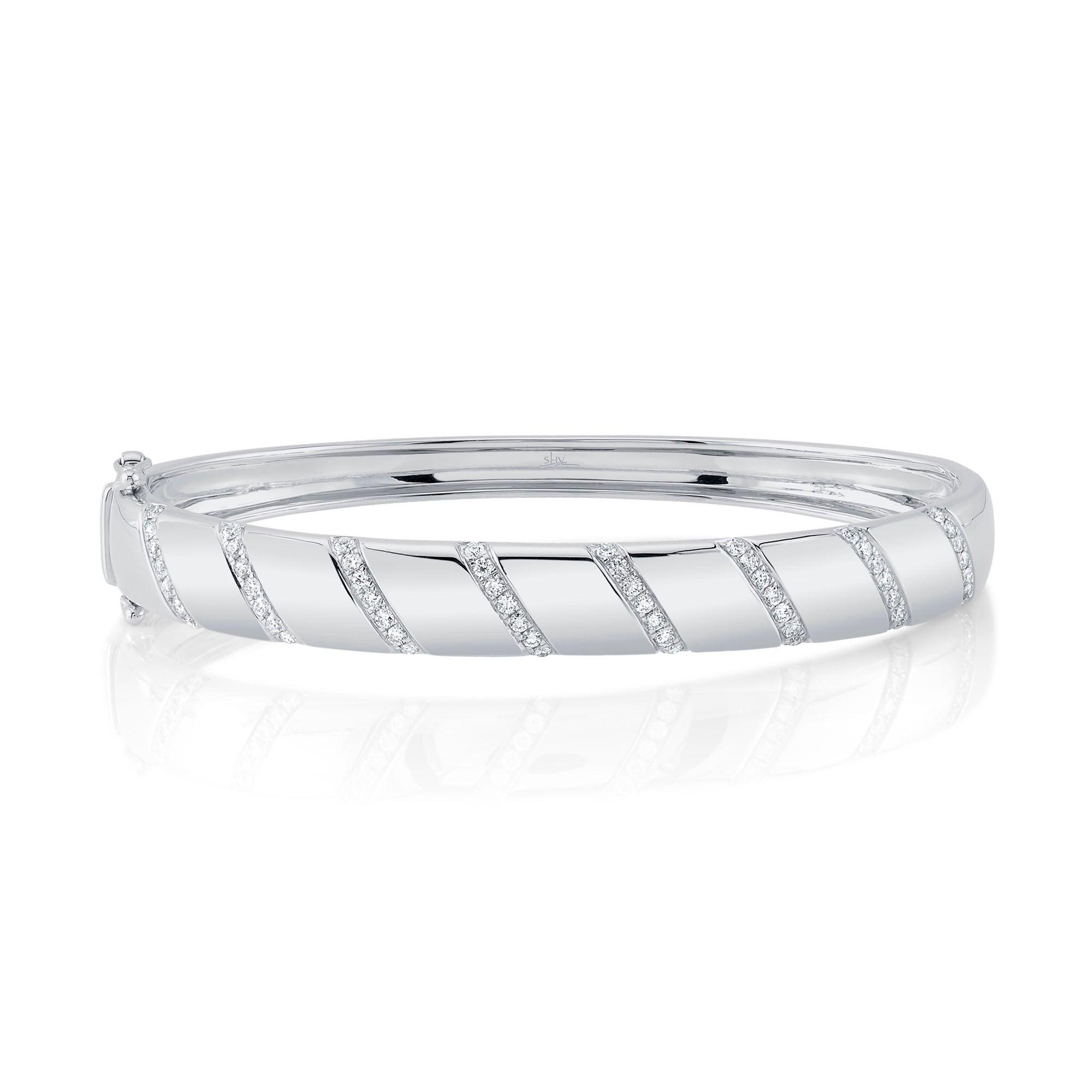 Gold and Diamond Stripe Bangle
