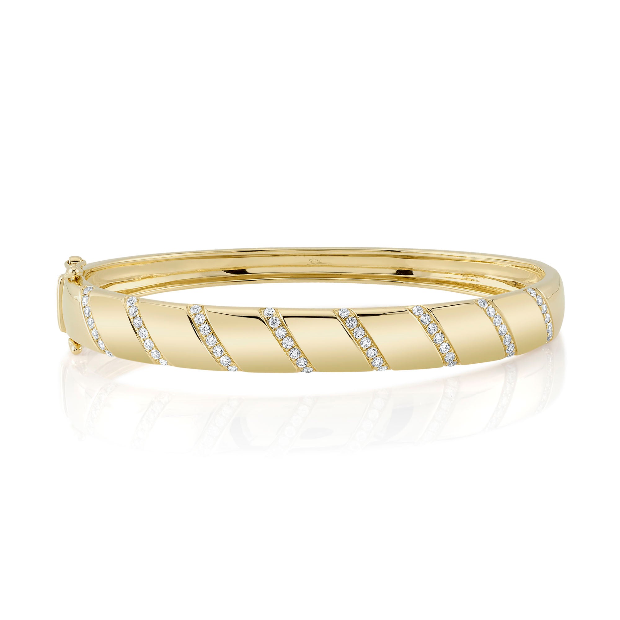 Gold and Diamond Stripe Bangle