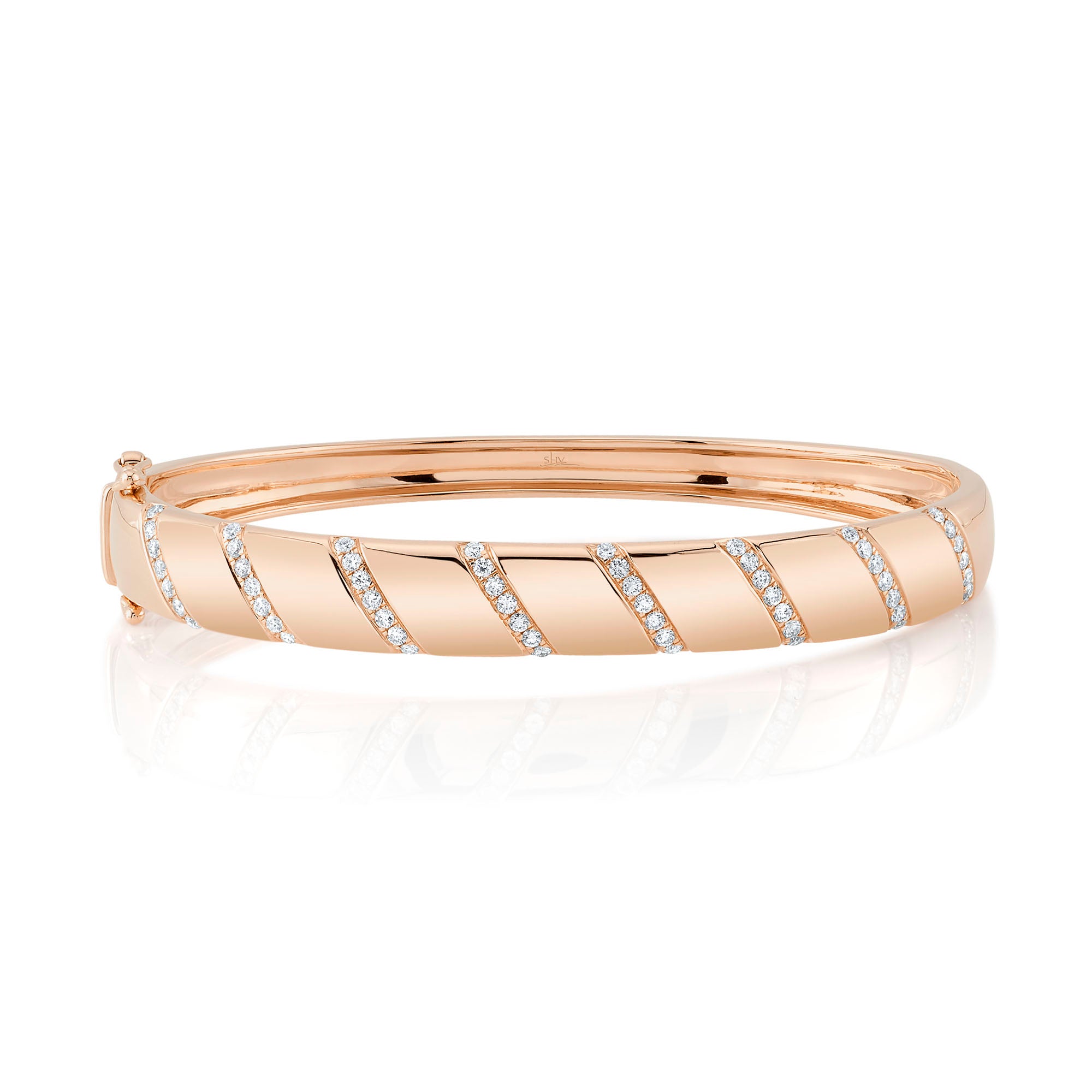 Gold and Diamond Stripe Bangle