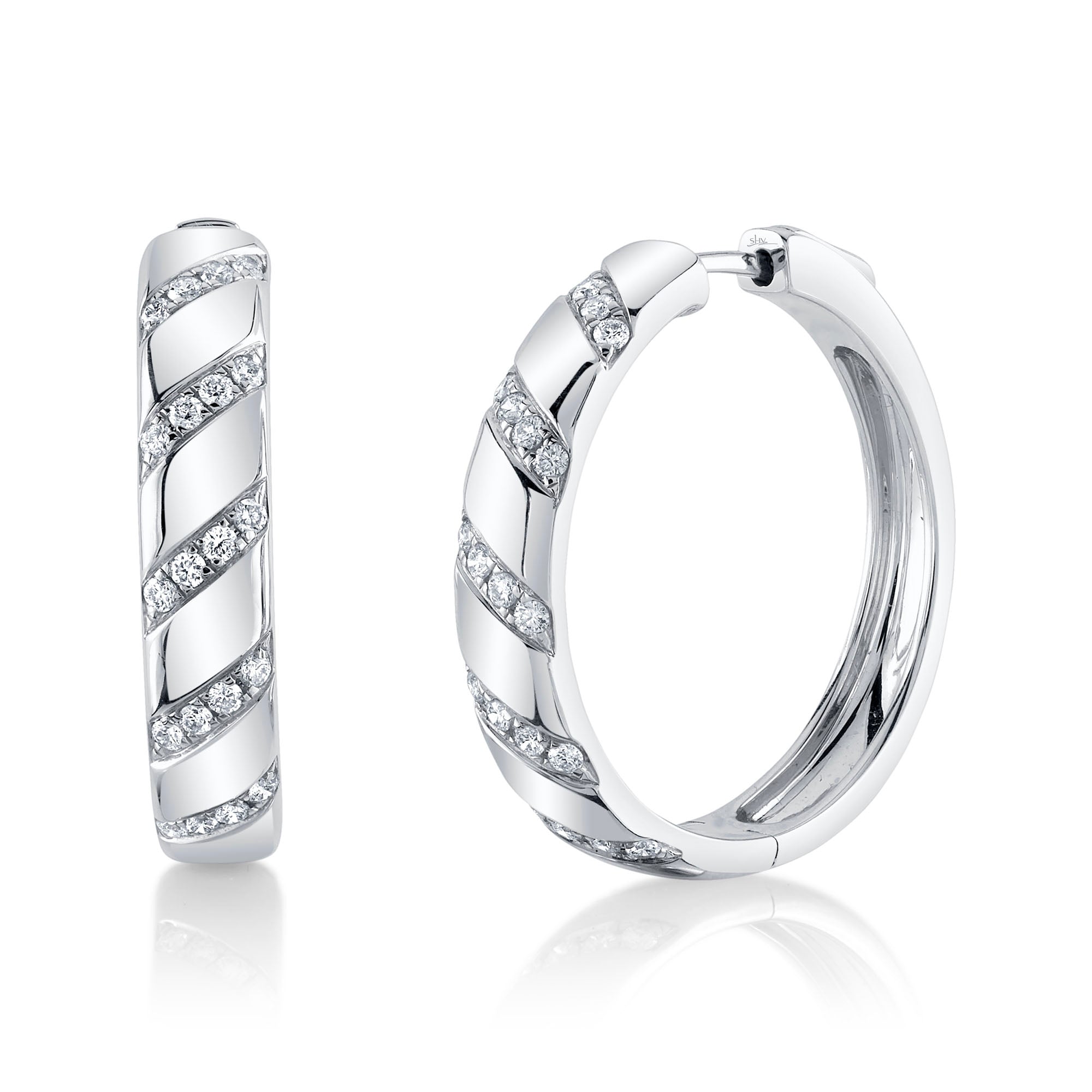 Gold and Diamond Stripe Hoop