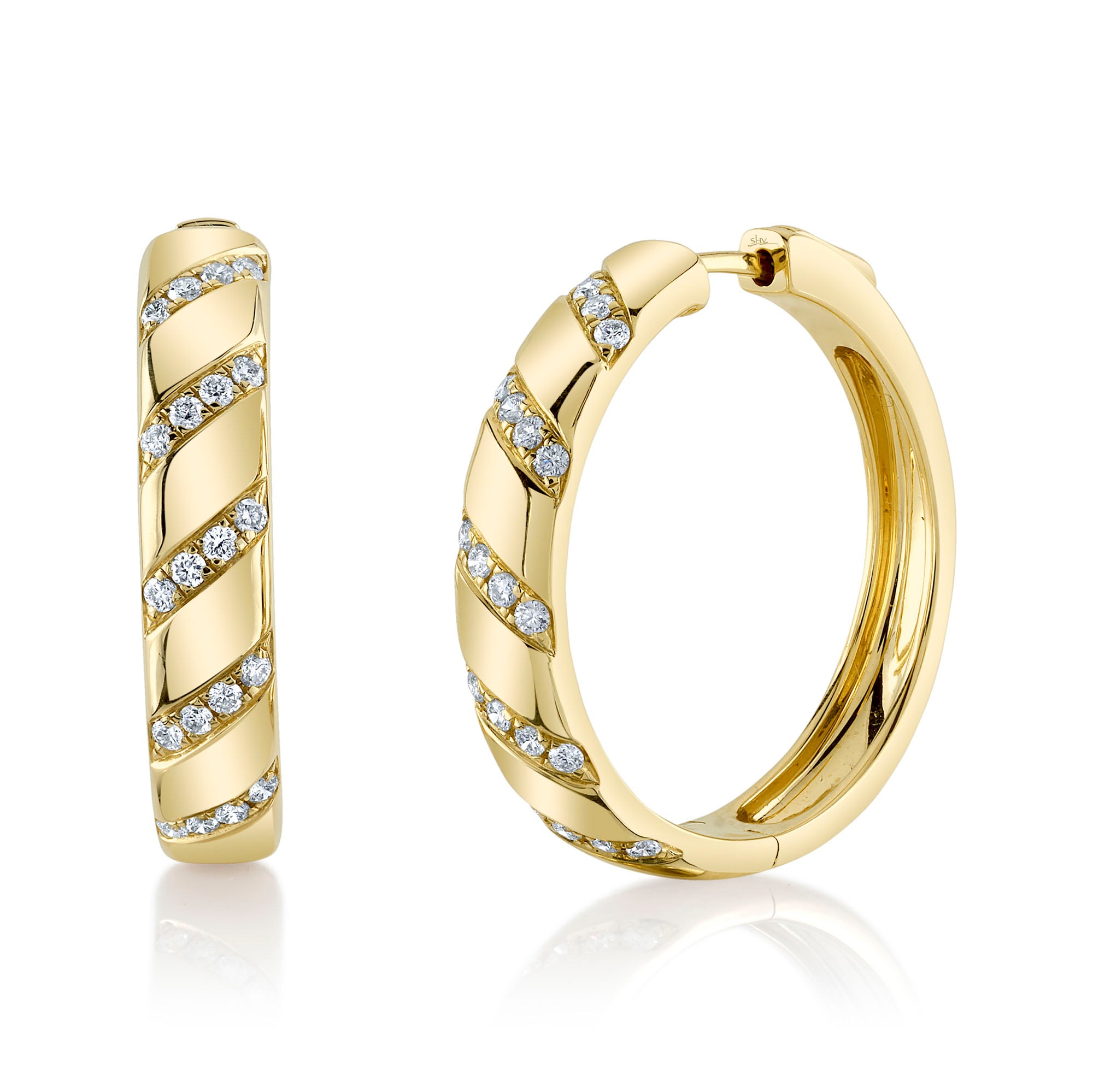 Gold and Diamond Stripe Hoop