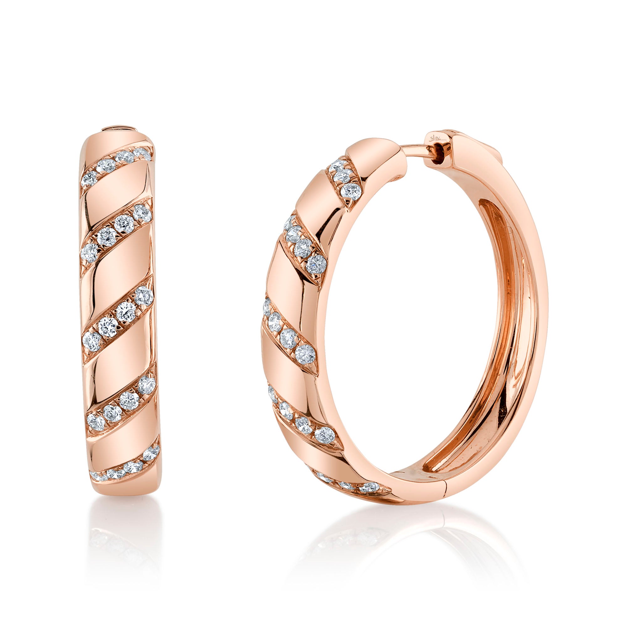 Gold and Diamond Stripe Hoop