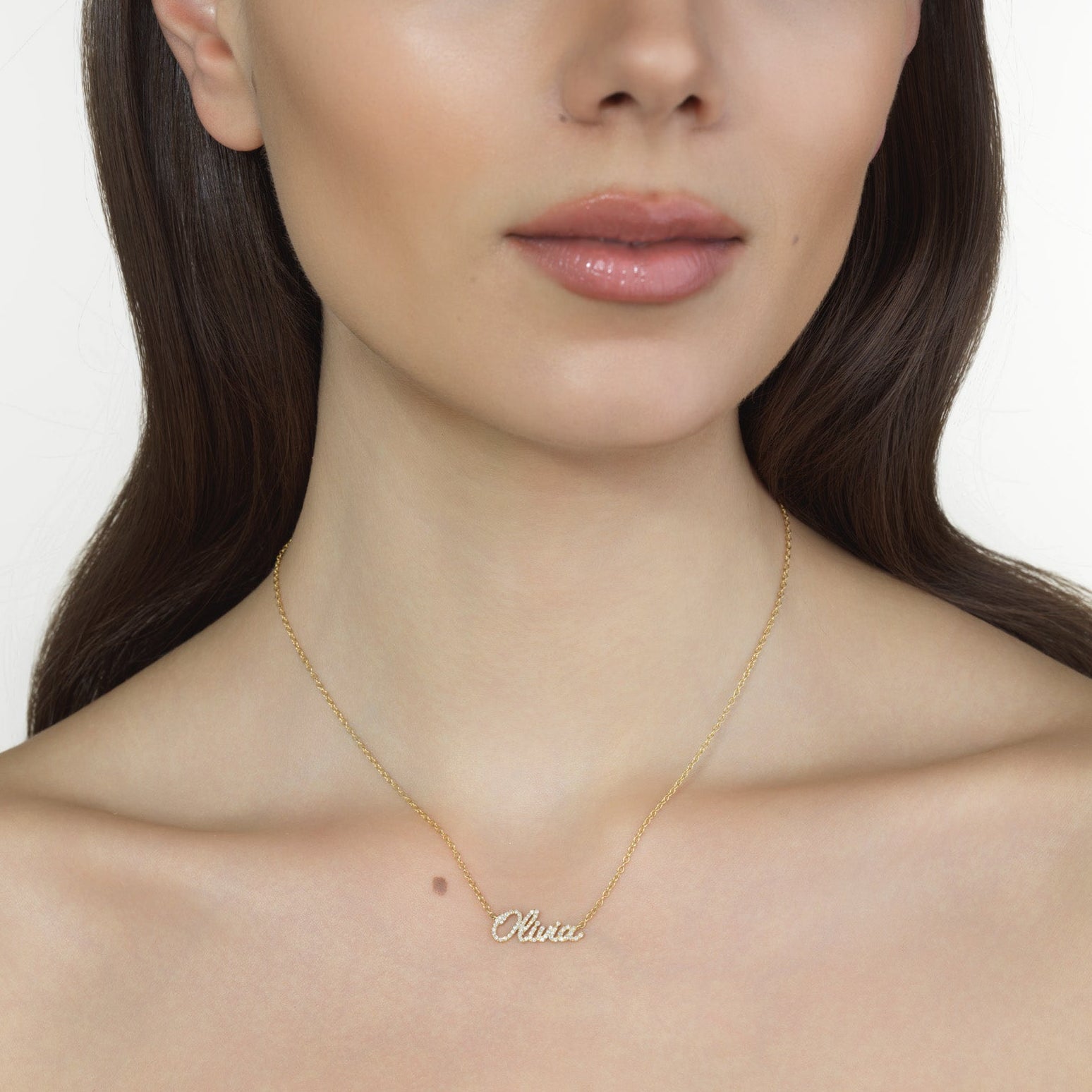 Pave Signature Script Necklace