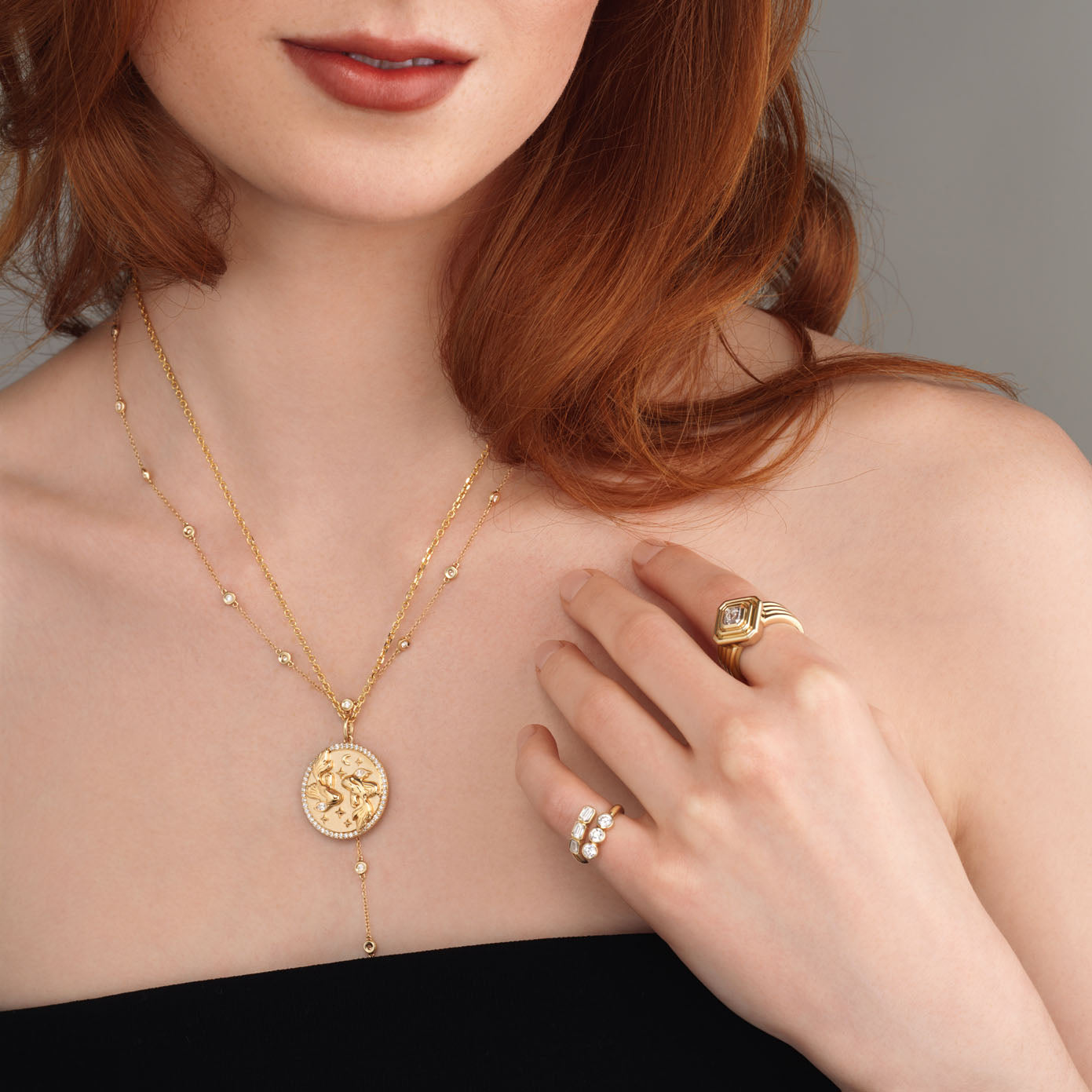 Gold and Diamond Zodiac Necklace