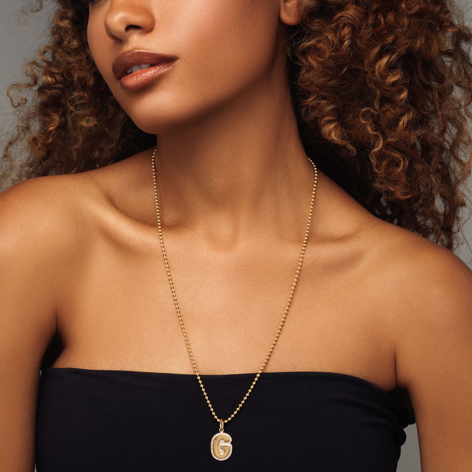 Sterling Silver Jumbo Bubble Initial With Pave Outline Charm