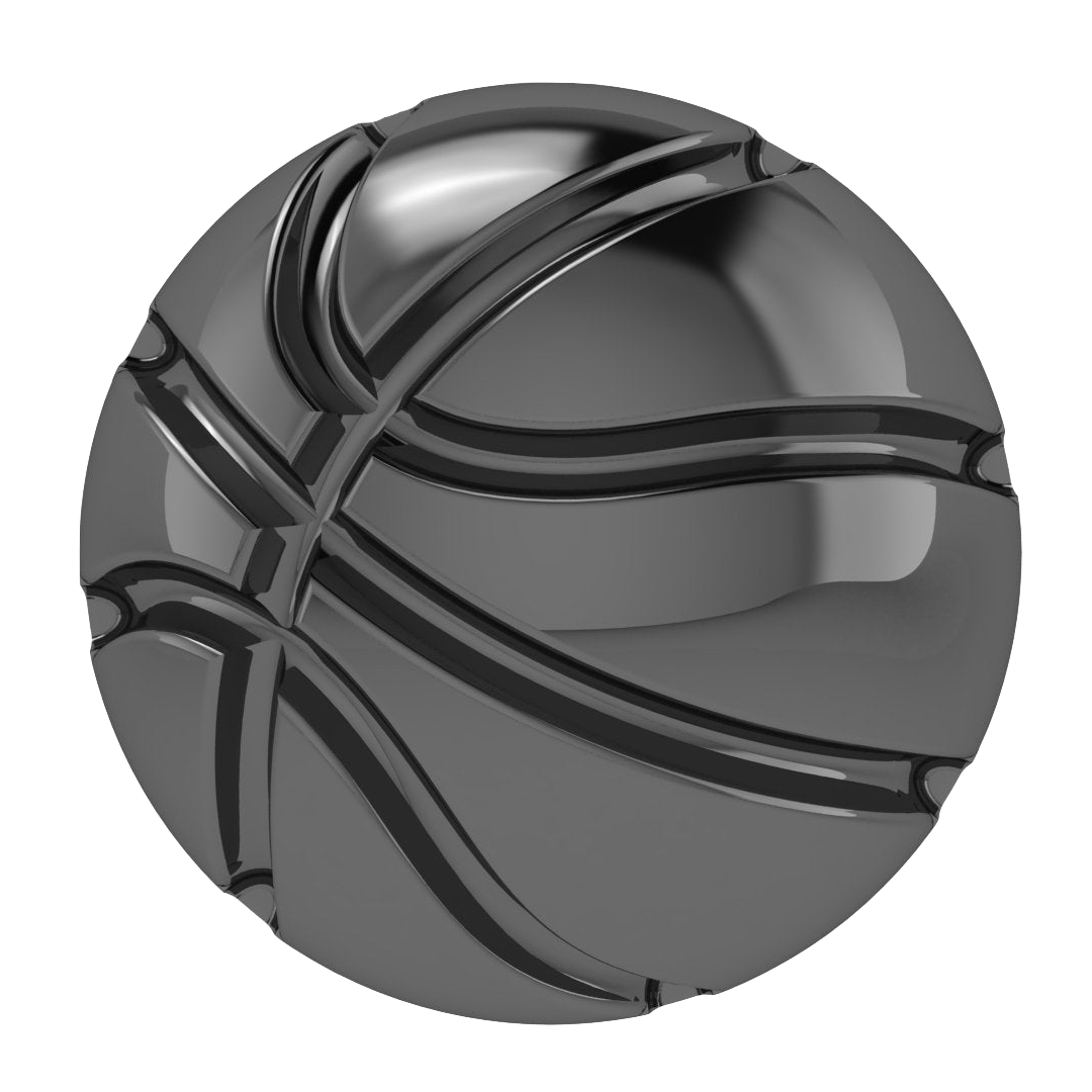 Solid Basketball Slider Charm Black Rhodium