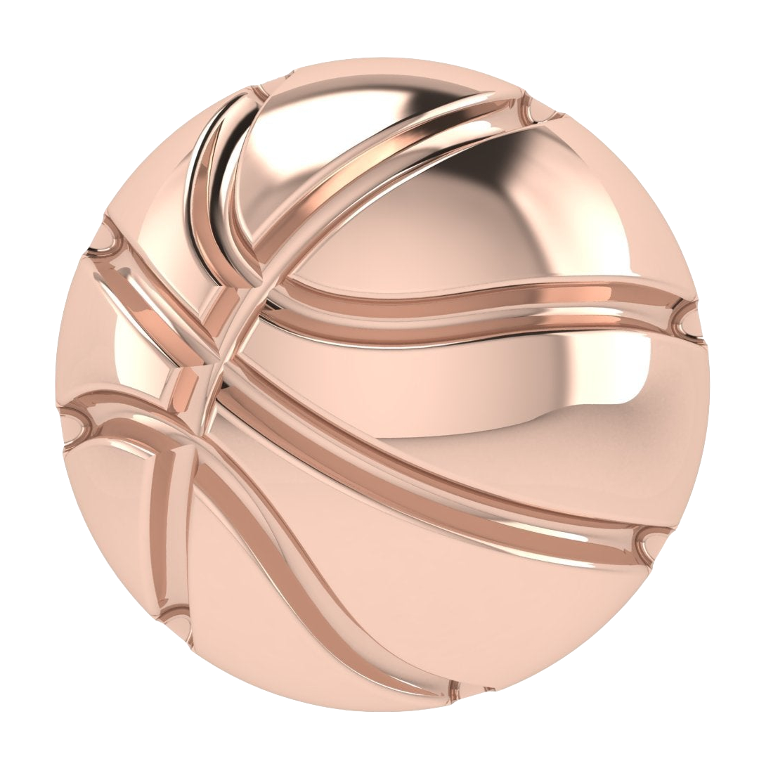 Solid Basketball Slider Charm 18k Rose Gold