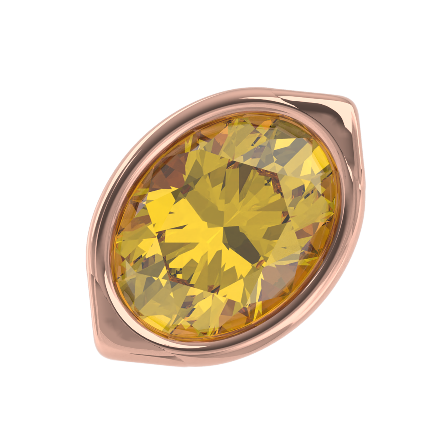 Slider Citrine Lemon Bezel Charm 18K Rose Gold