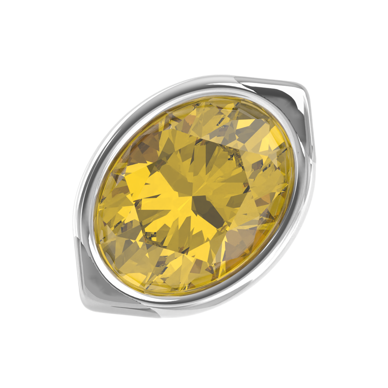 Slider Citrine Lemon Bezel Charm 18K White Gold