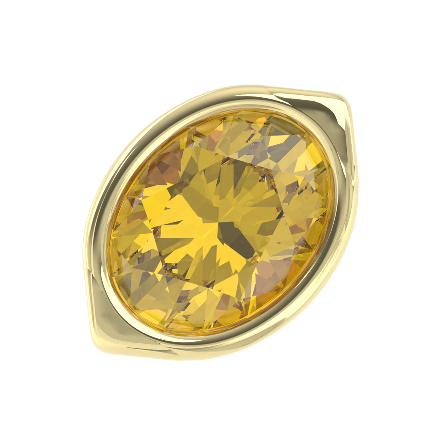 Slider Citrine Lemon Bezel Charm 18K Yellow Gold