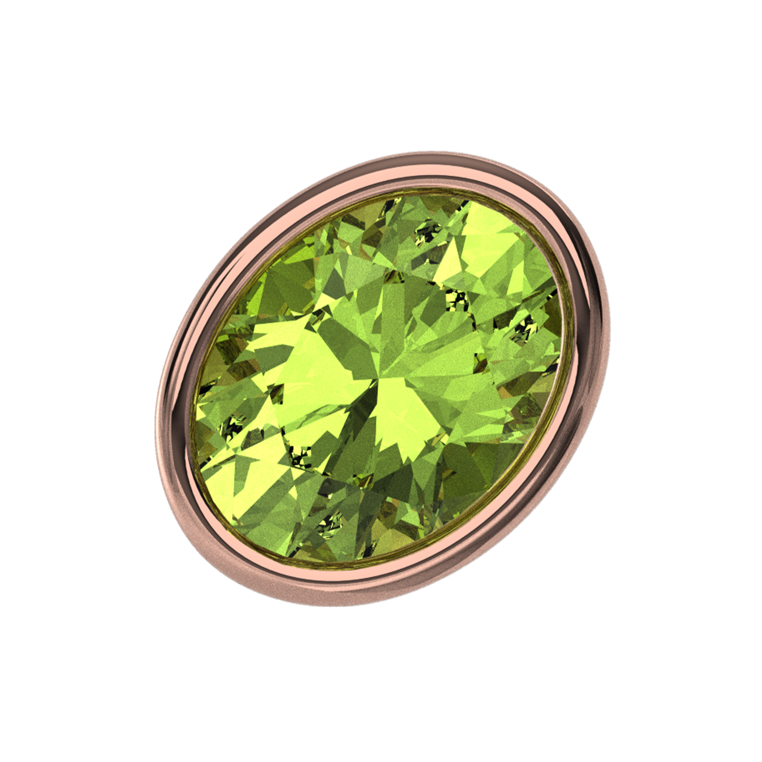 Slider Green Olive Bezel Charm 18K Rose Gold