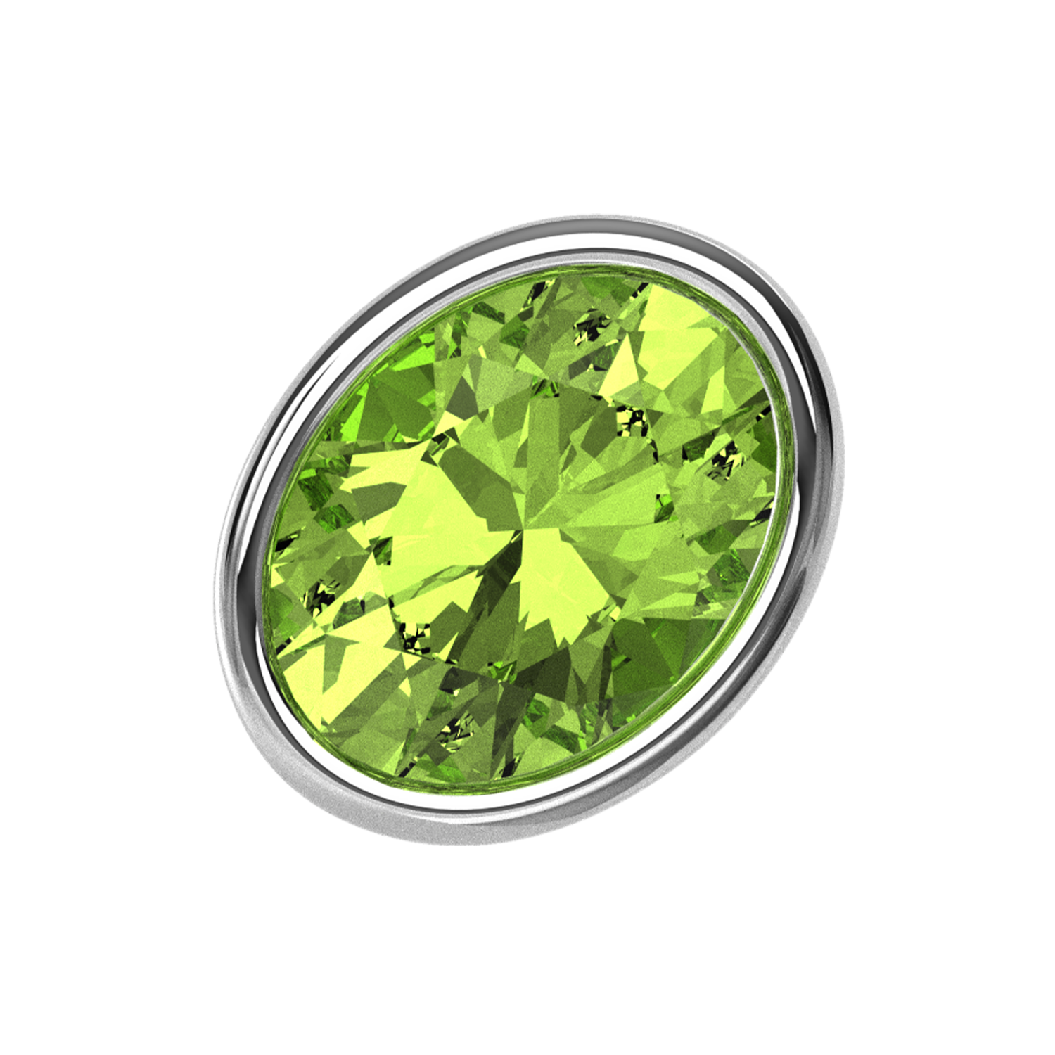 Slider Green Olive Bezel Charm 18K White Gold