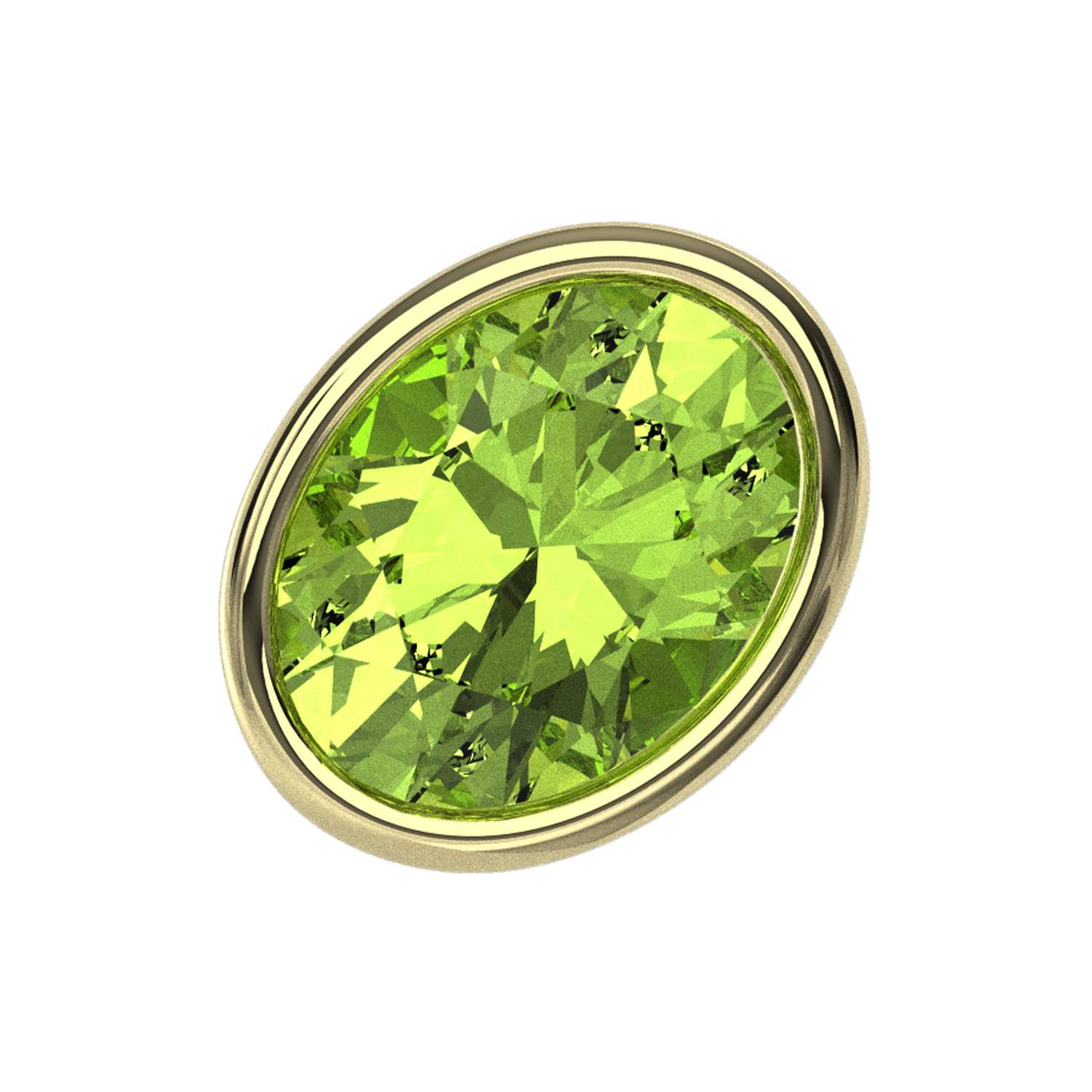 Slider Green Olive Bezel Charm 18K Yellow Gold