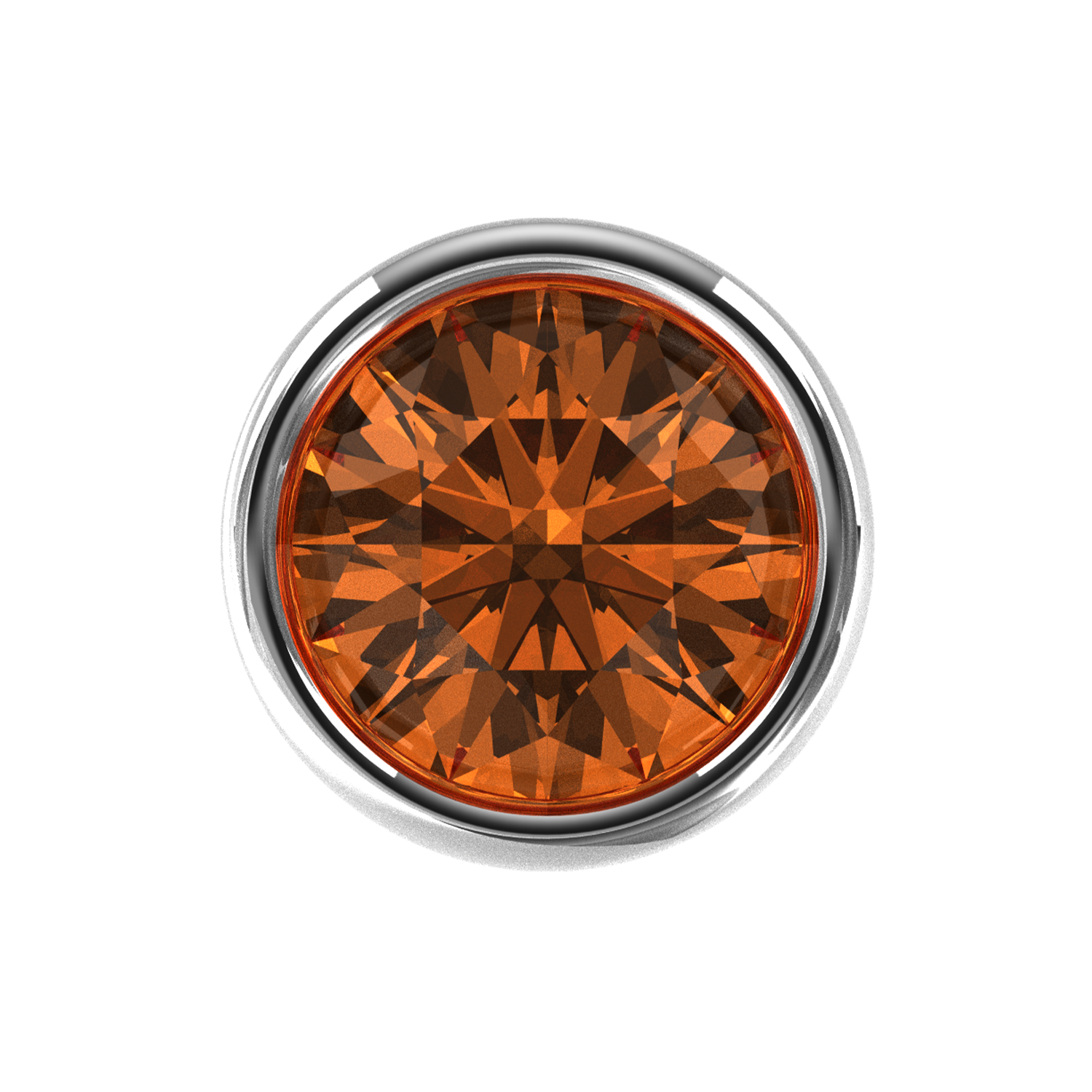 Slider Orange Bezel Charm 18K White Gold