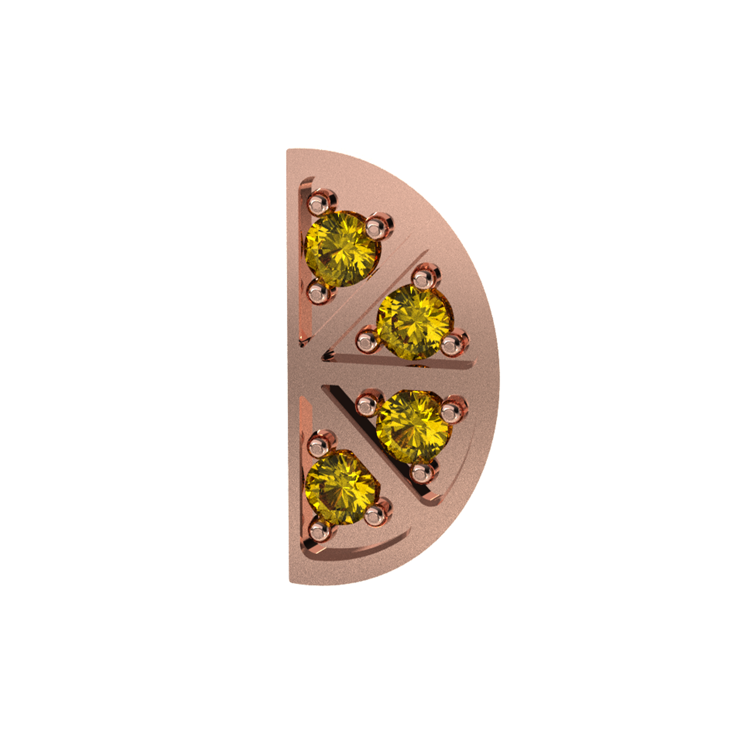 Slider Pave Lemon Slice Charm 18K Rose Gold