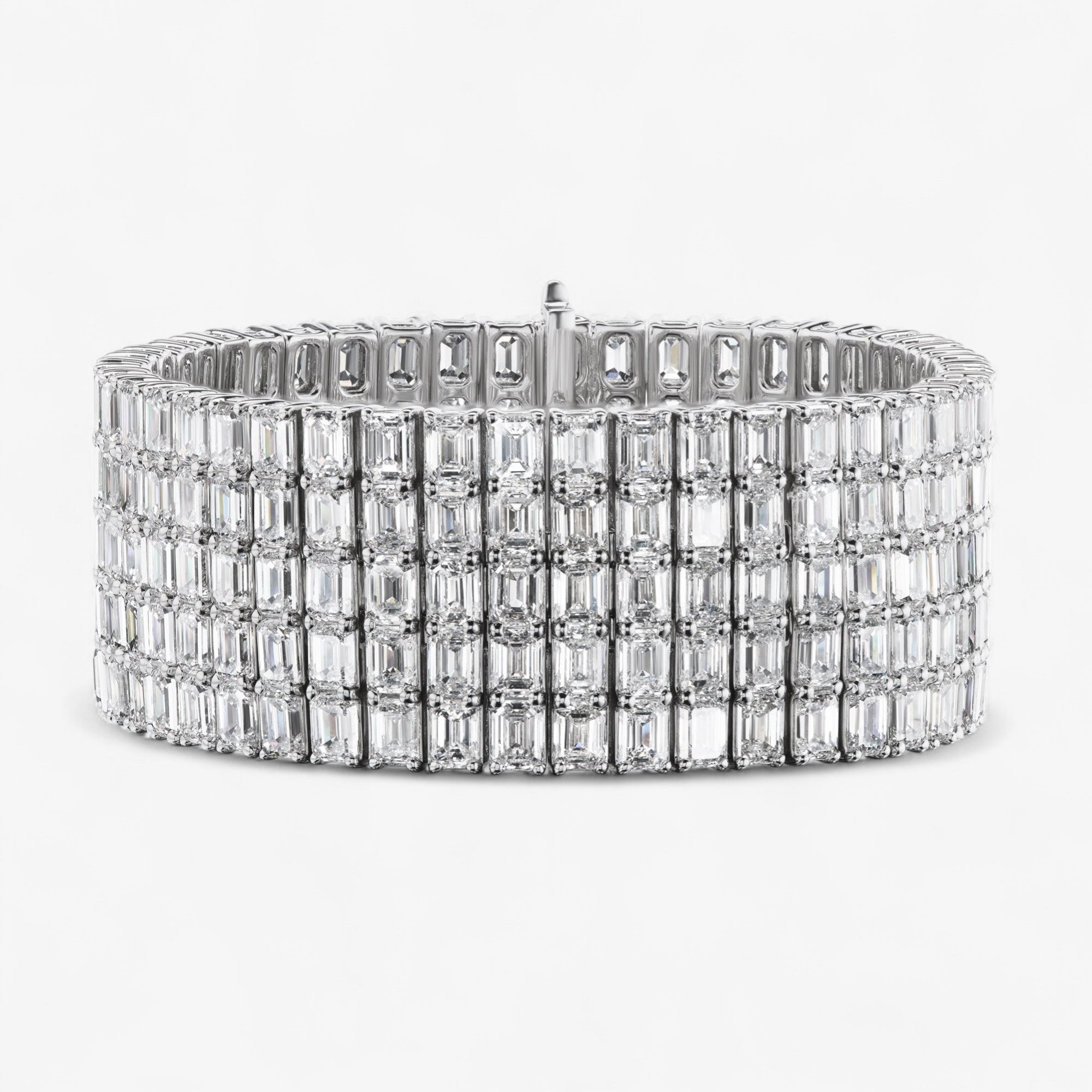 Signature Five Row Emerald Cut Diamond Bracelet